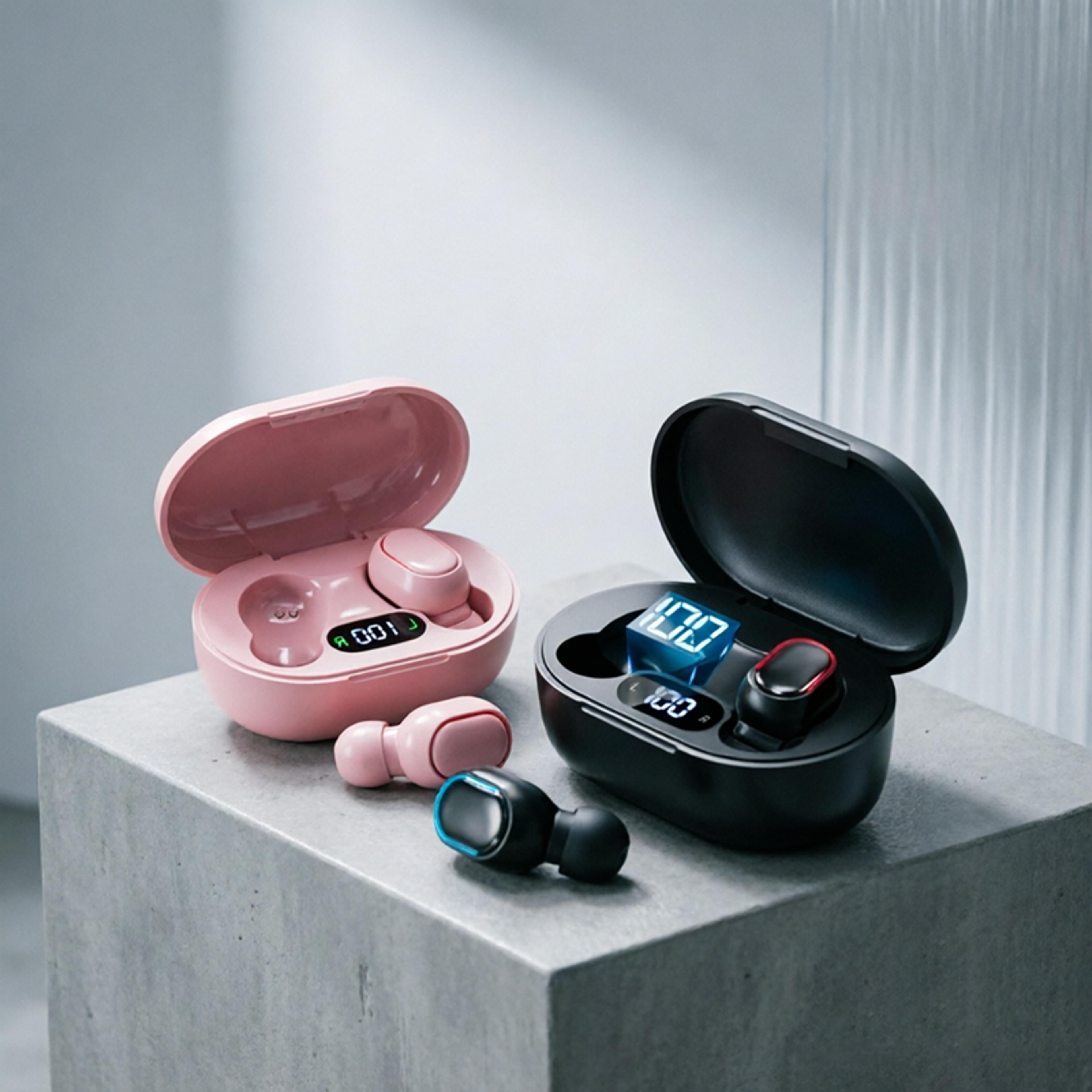 tws wireless bluetooth earbuds with mic led display noise canceling headphones