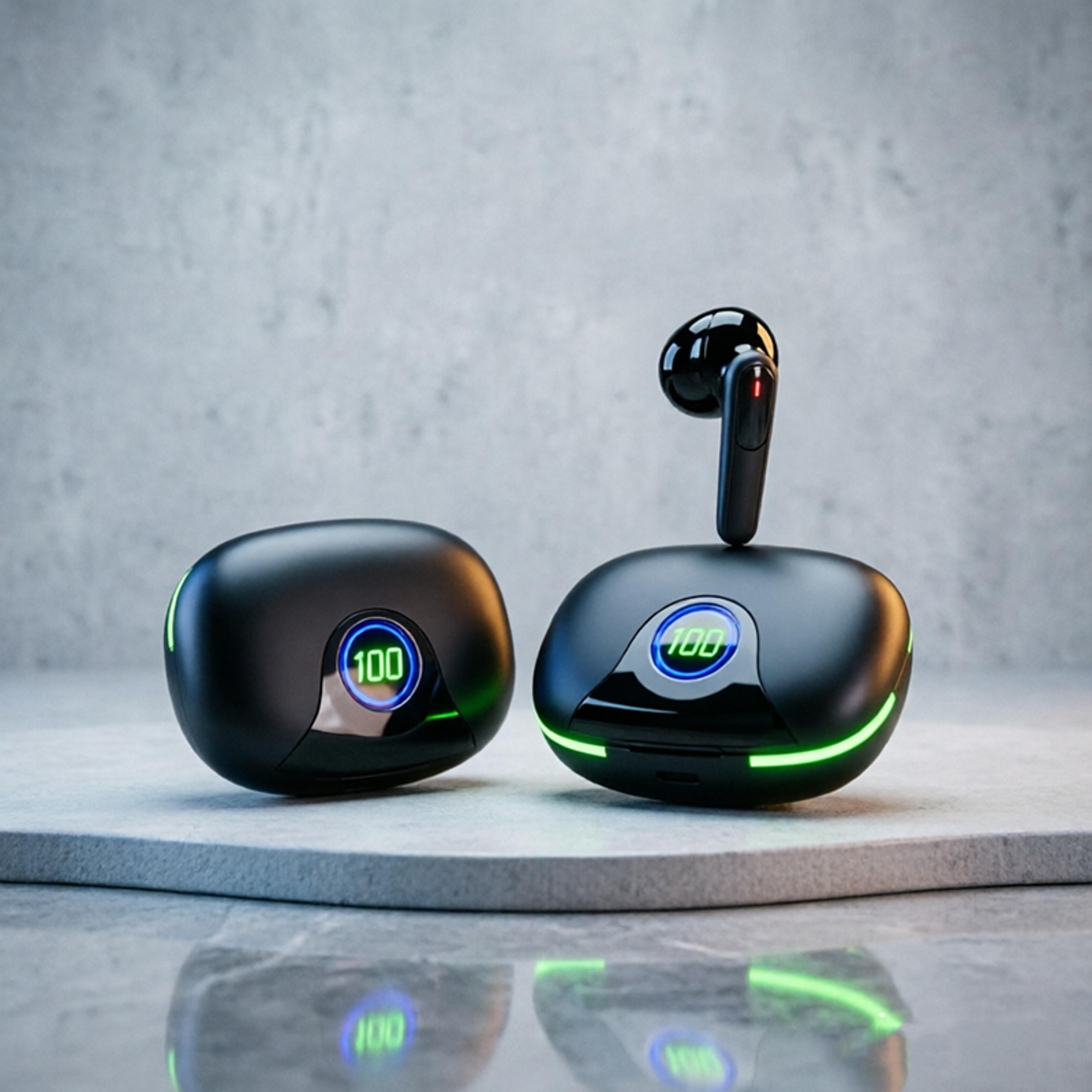 bluetooth earbuds with led display wireless headphones for sports gaming and calls