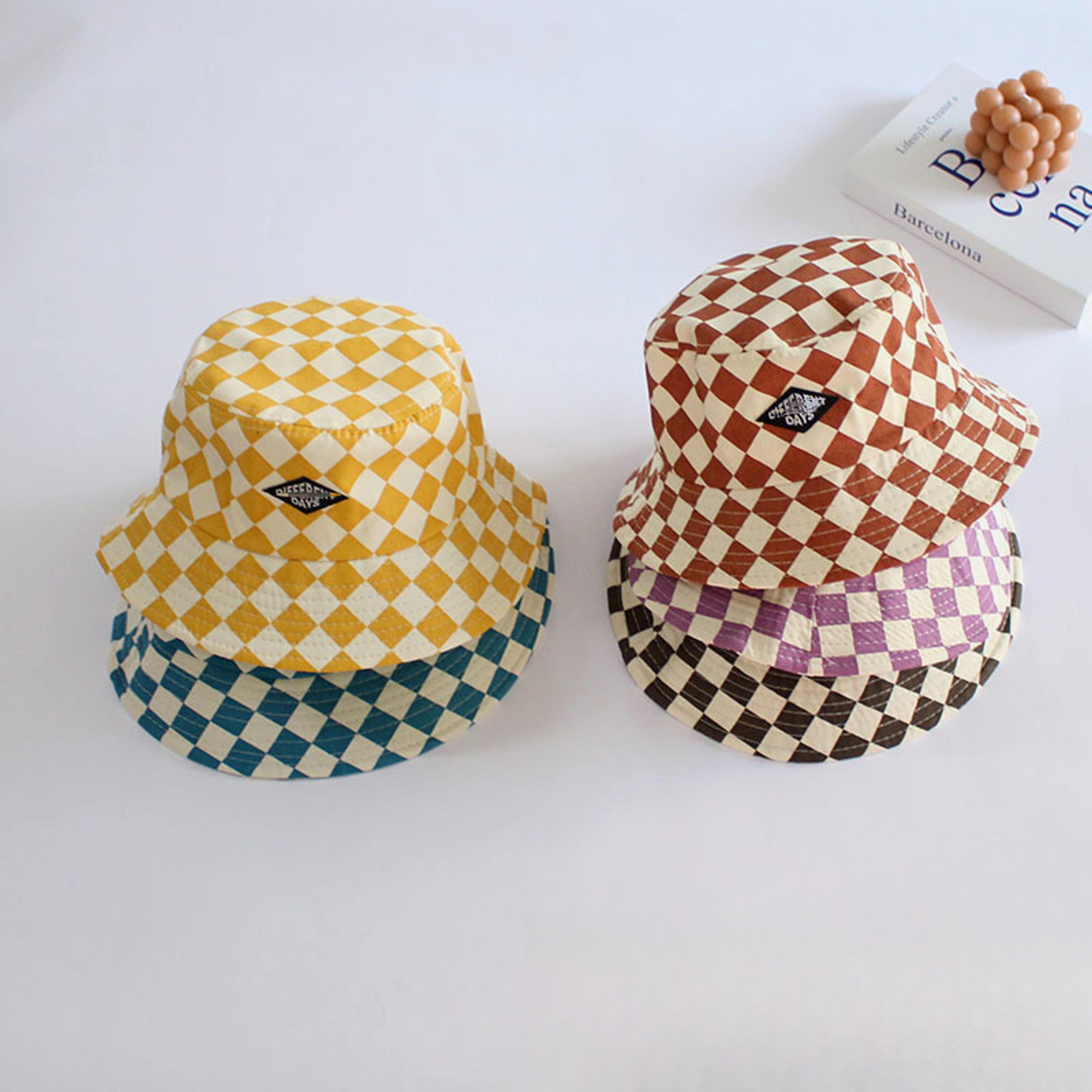 kids bucket hat checkerboard plaid toddler sun hat for boys and girls