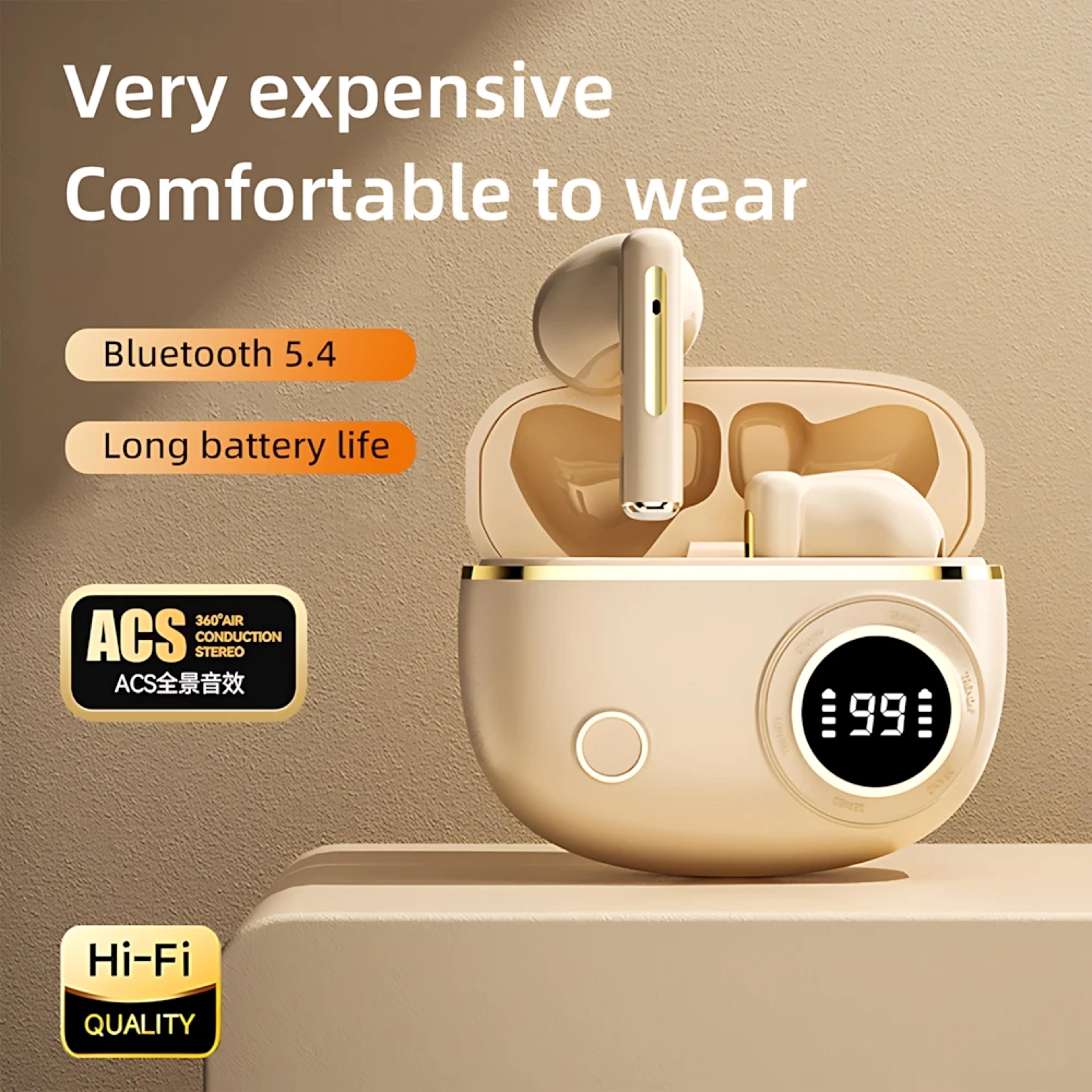 led display wireless bluetooth earbuds waterproof sports noise reduction headphones