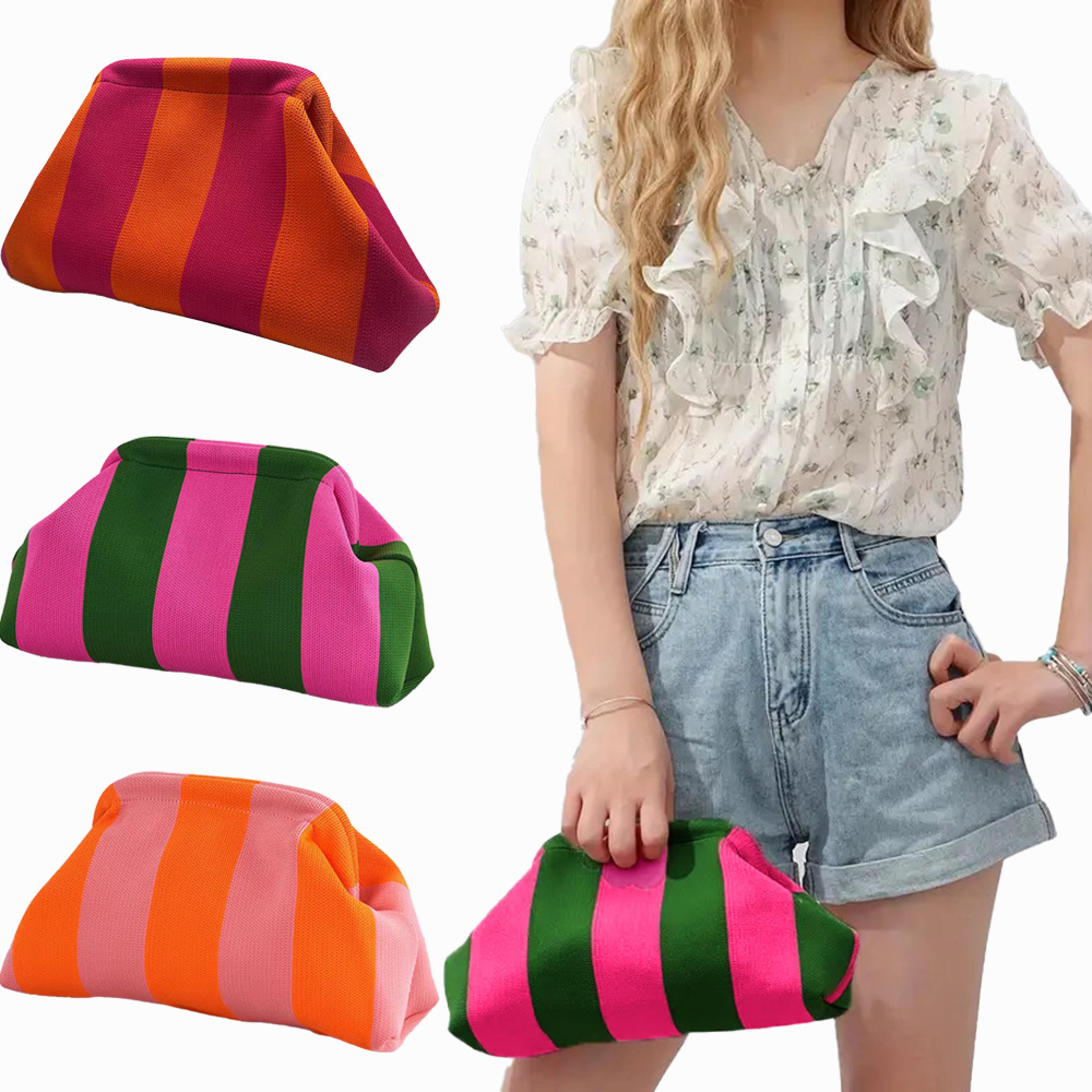 crochet clutch bag for women woven beach dumpling purse