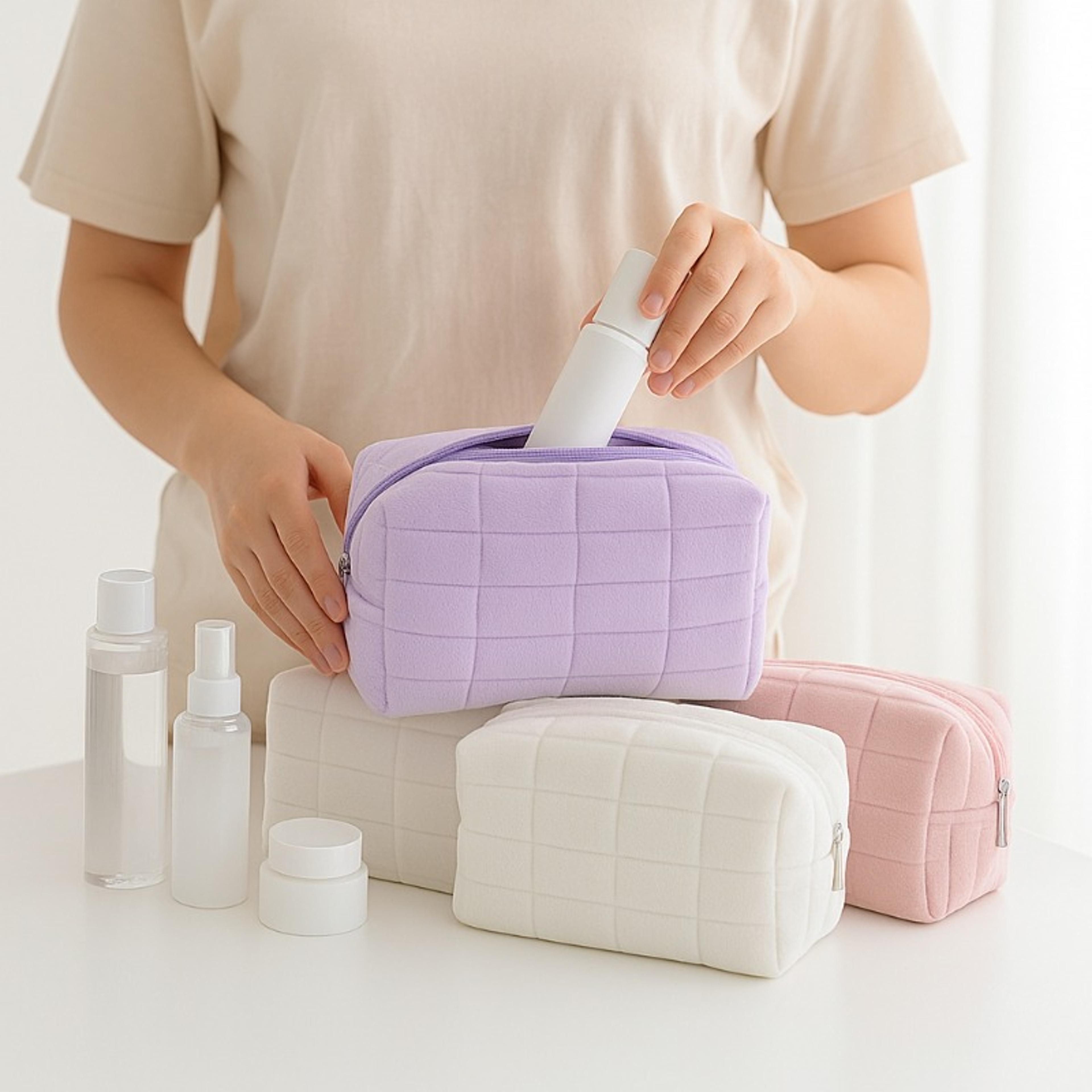 plush cosmetic bag soft travel makeup pouch for toiletry storage