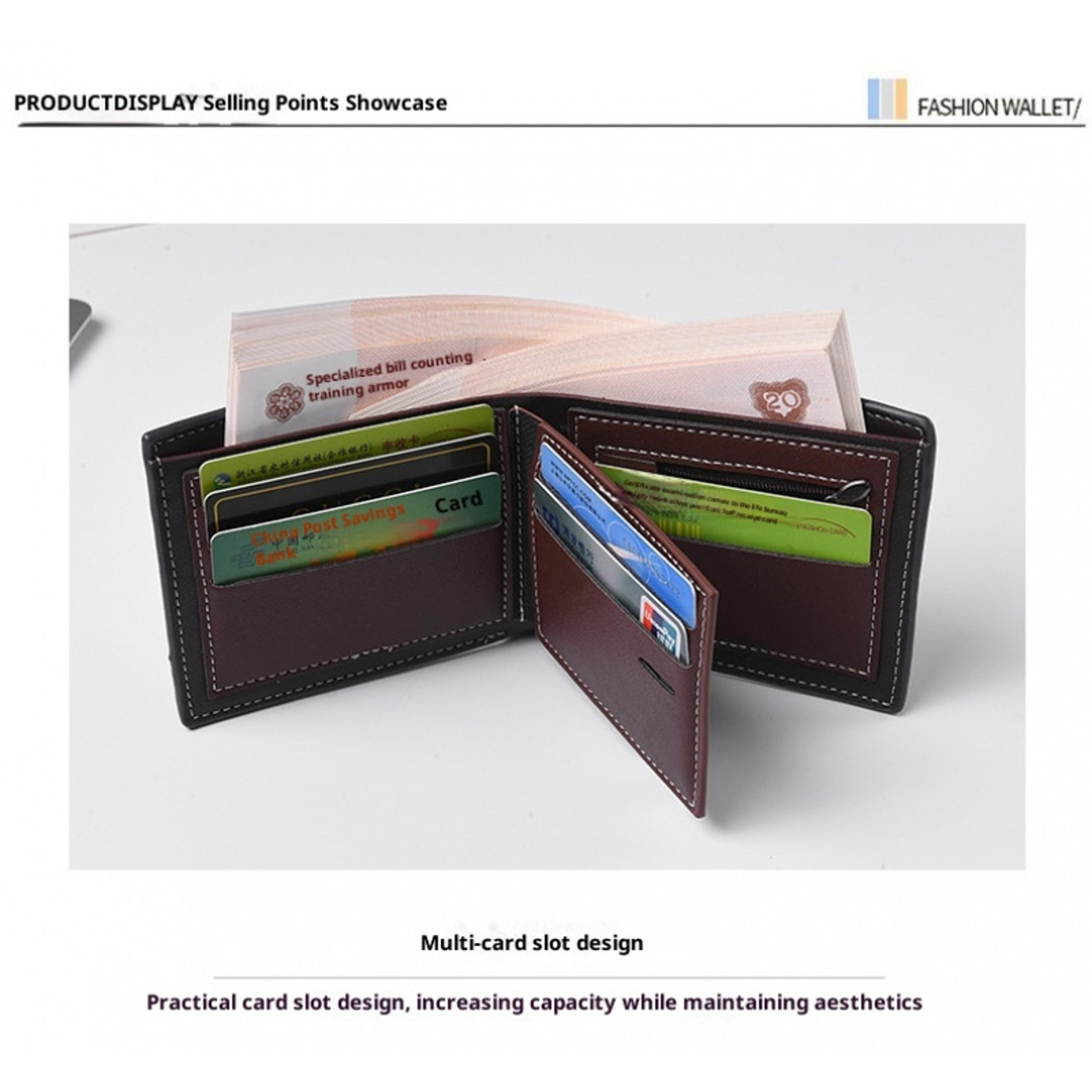 hand woven slim wallet for men with multi card slots and coin pocket