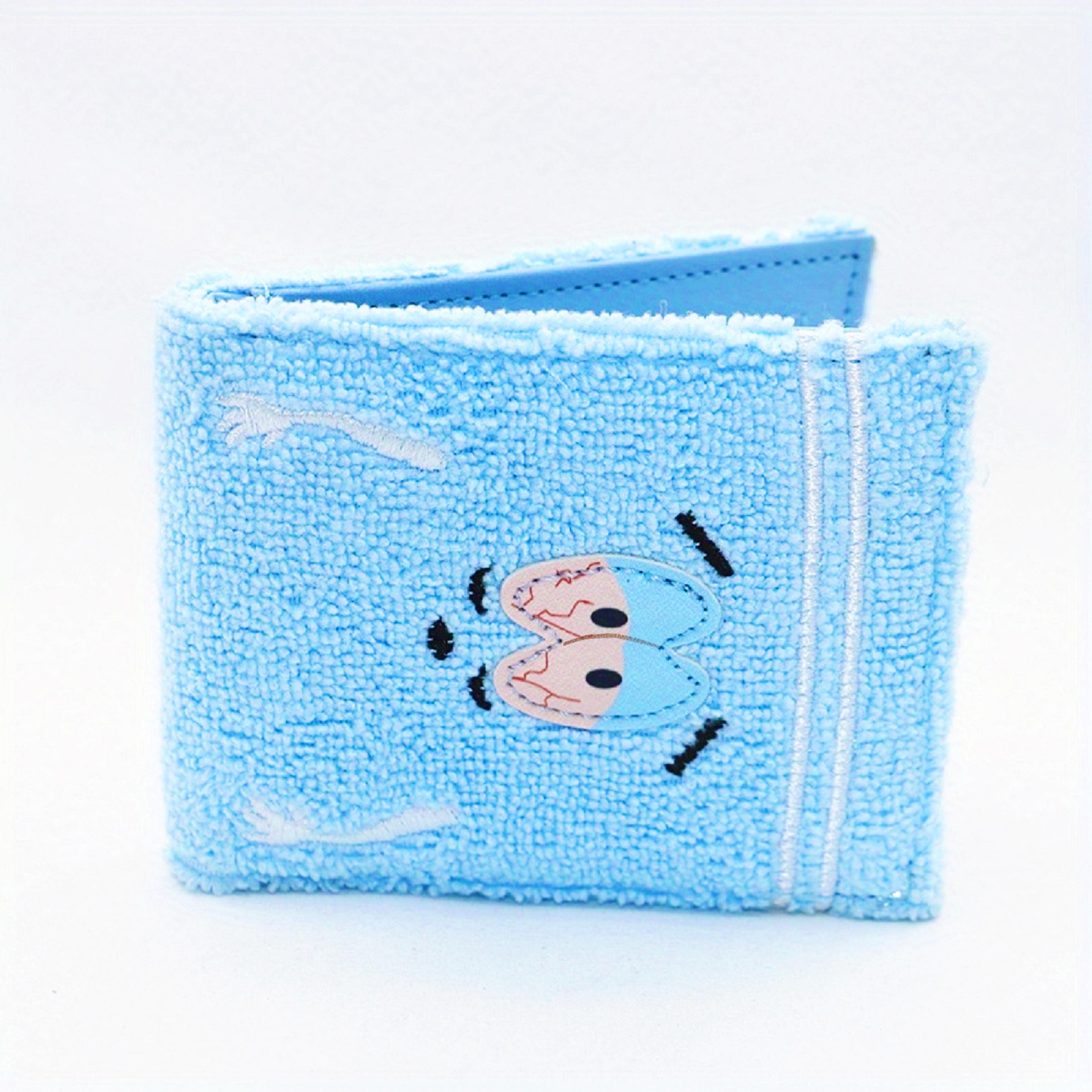 cute embroidered anime wallet soft towel cloth id card holder