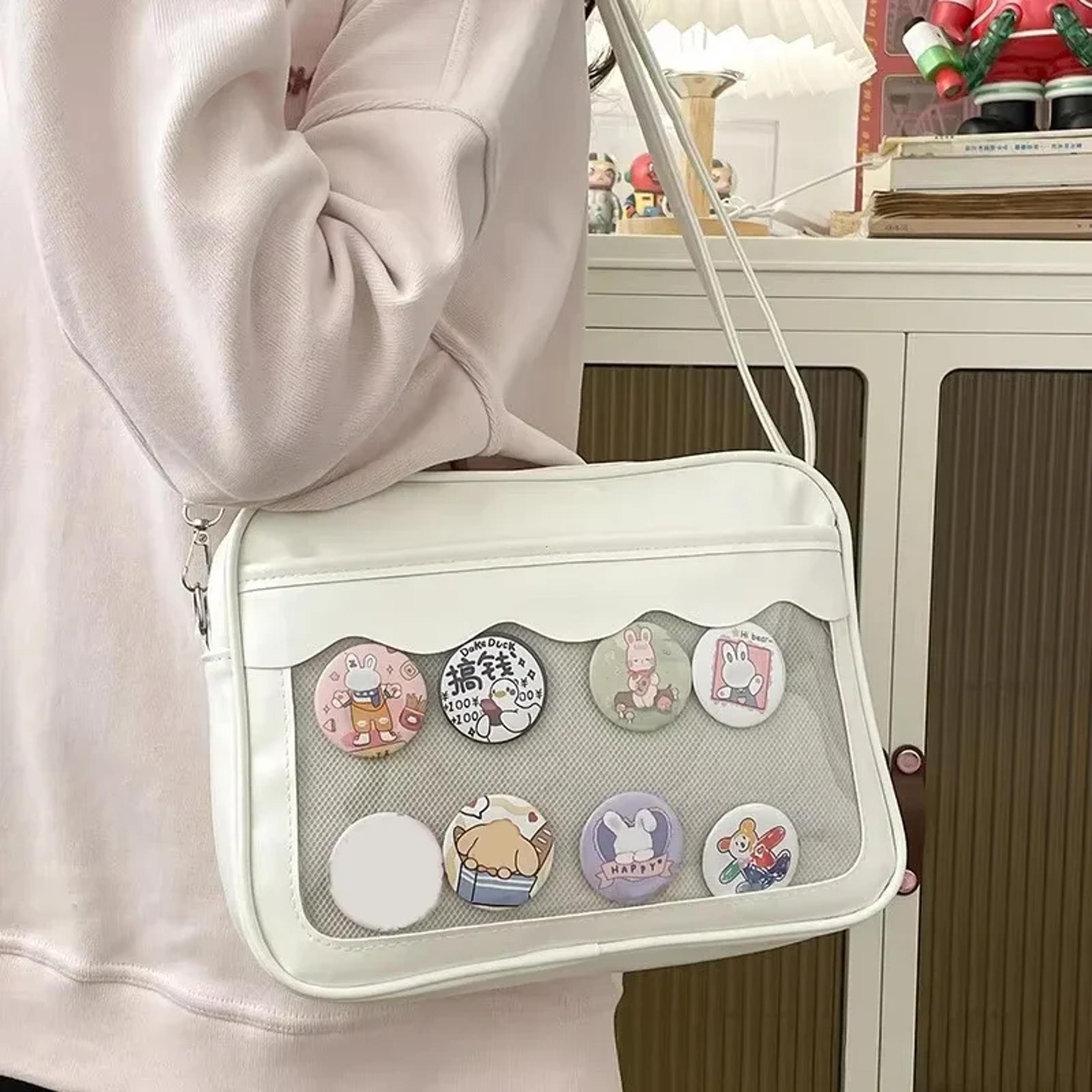 bag for women with transparent pocket and crossbody strap