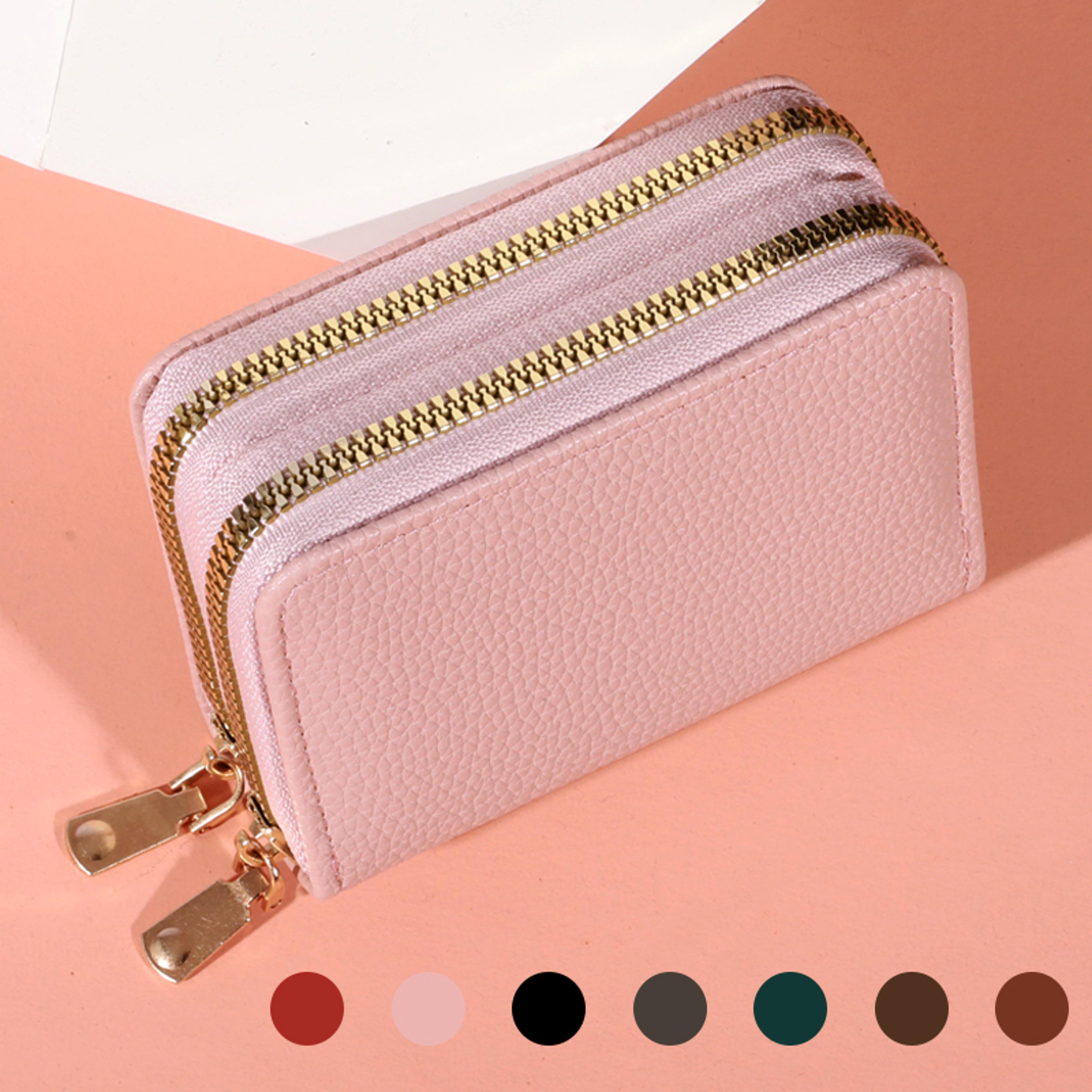 womens zipper short purse with multi card slots and coin pocket