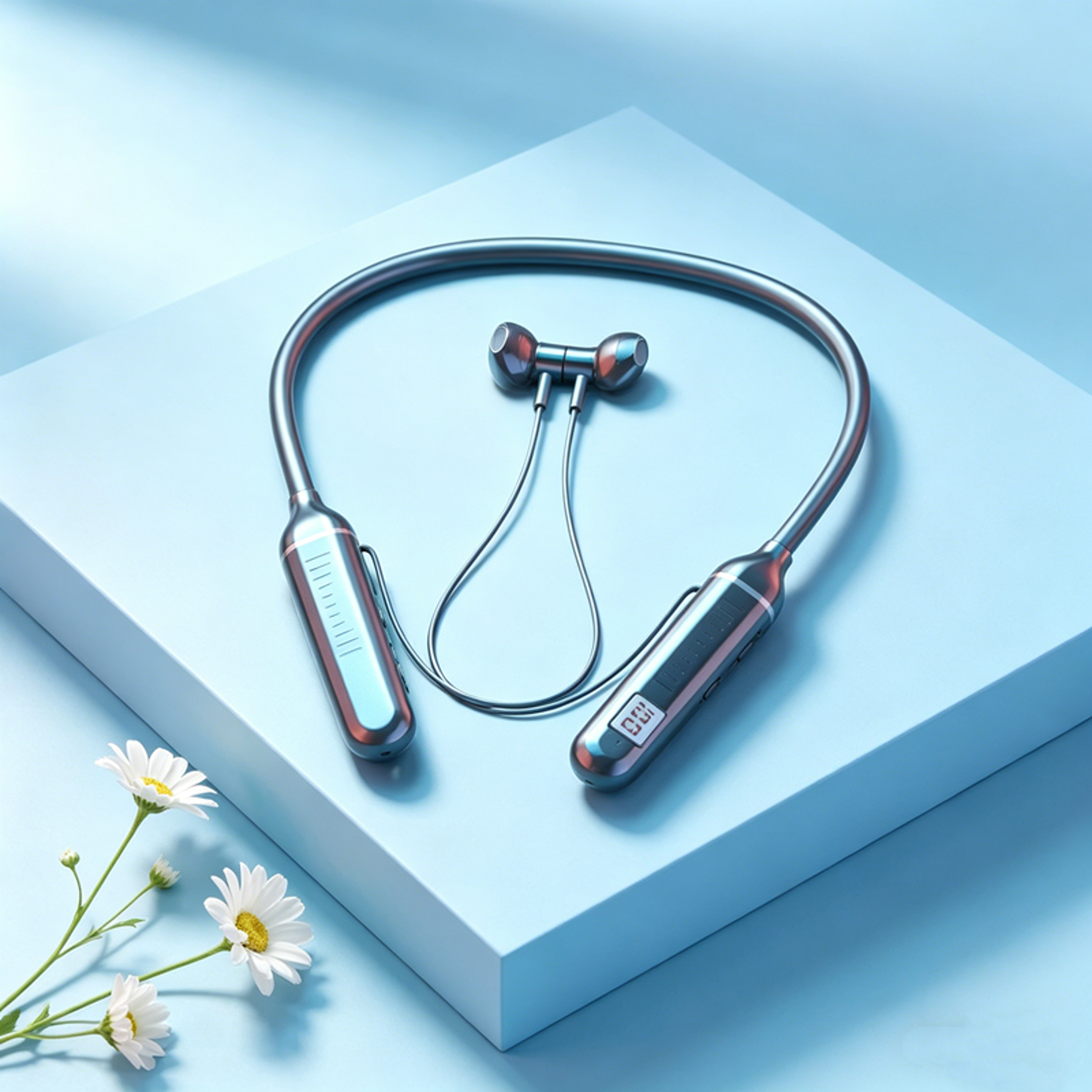bluetooth neckband headphones with led display, tf card support and mic