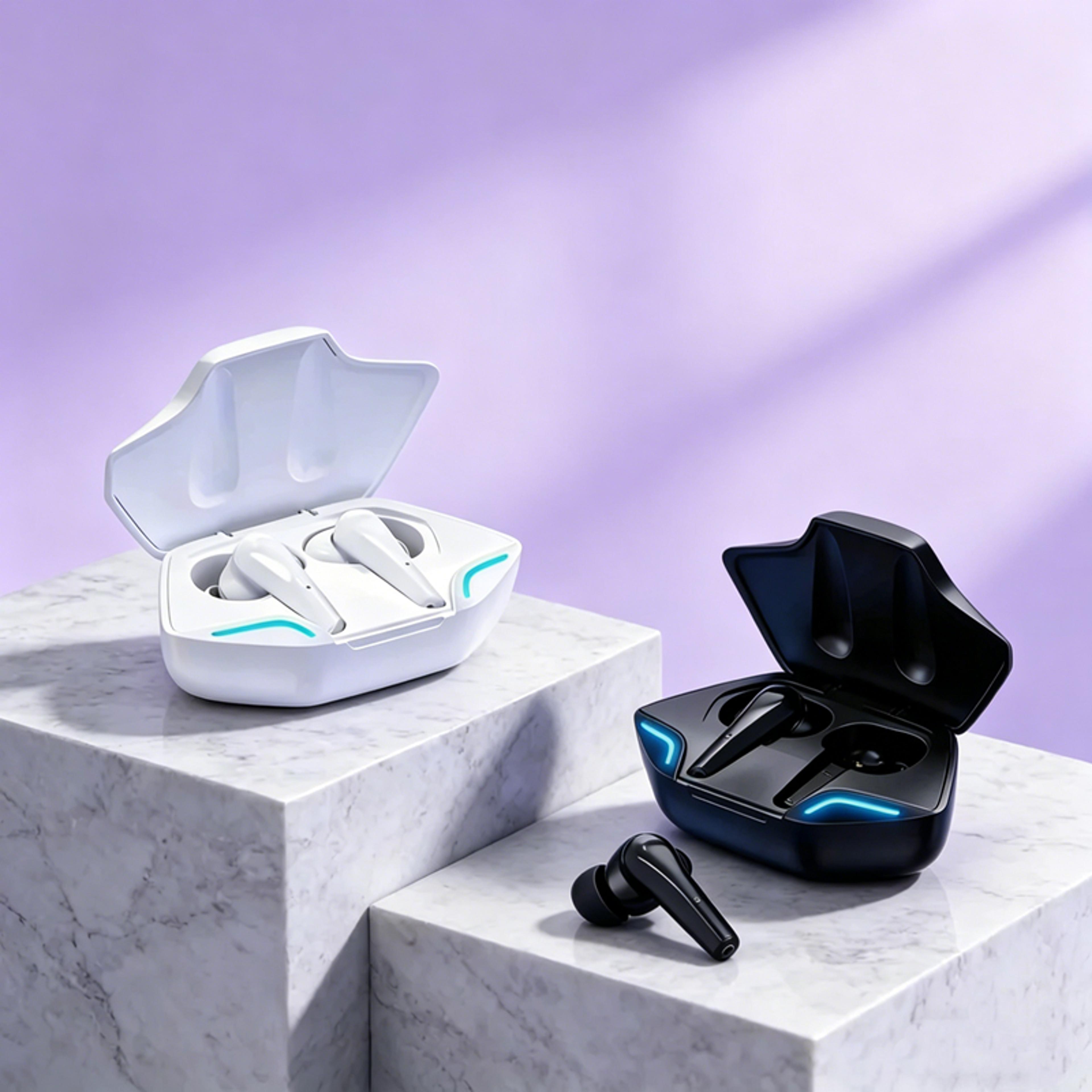 true wireless bluetooth earphones with charging case and mic