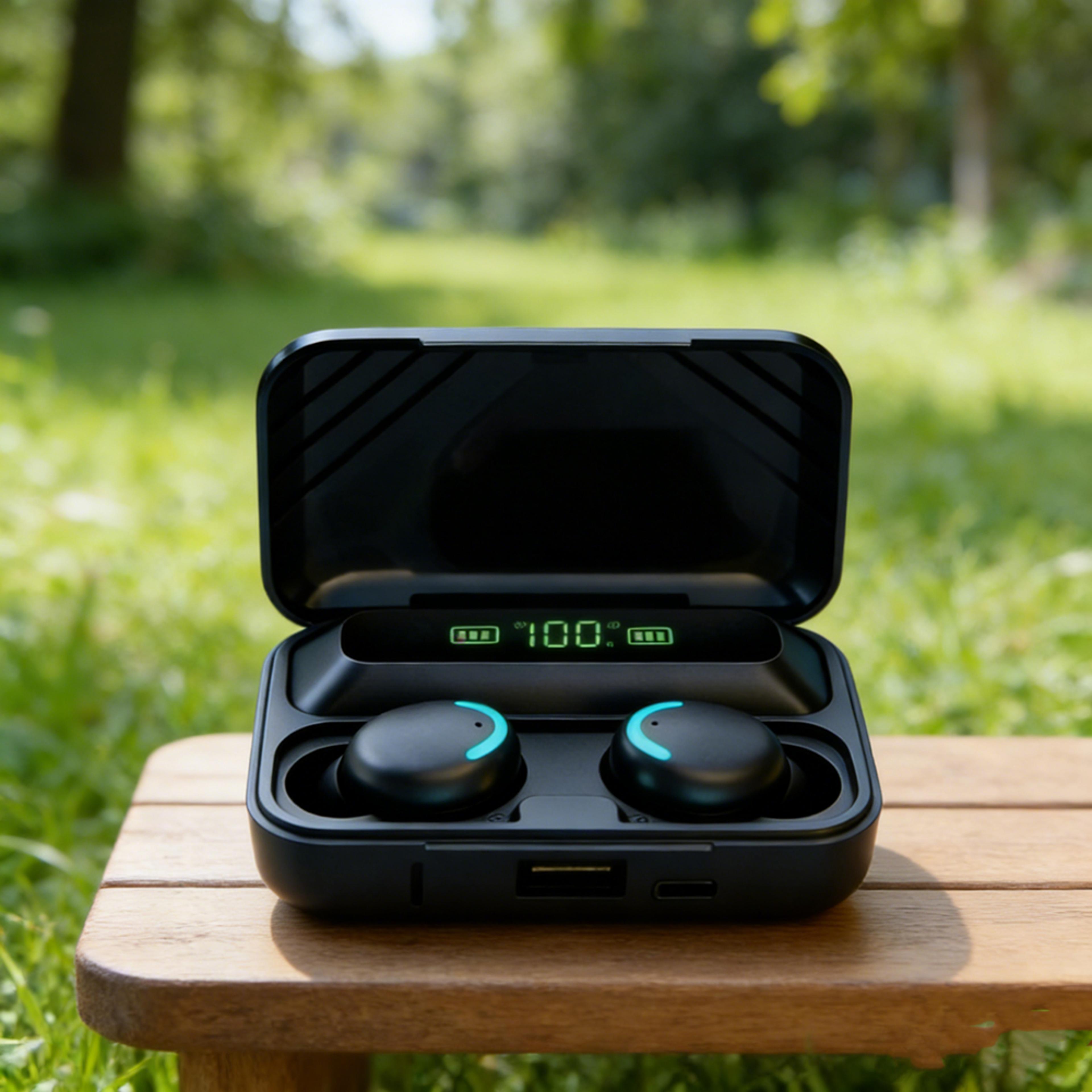 tws wireless earbuds with high bass stereo sound and touch control