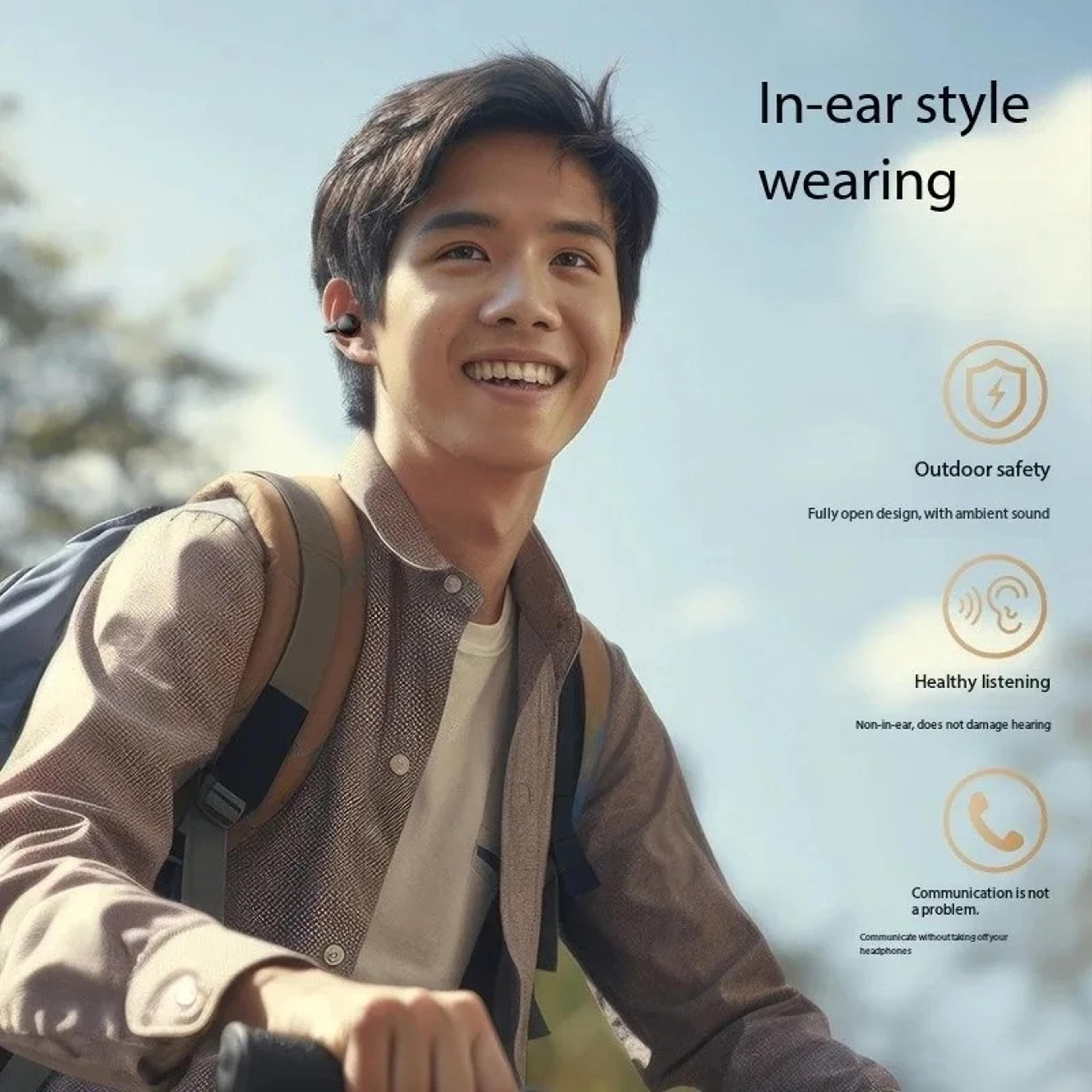 mirror style ows ear clip headphones bluetooth open ear wireless earbuds