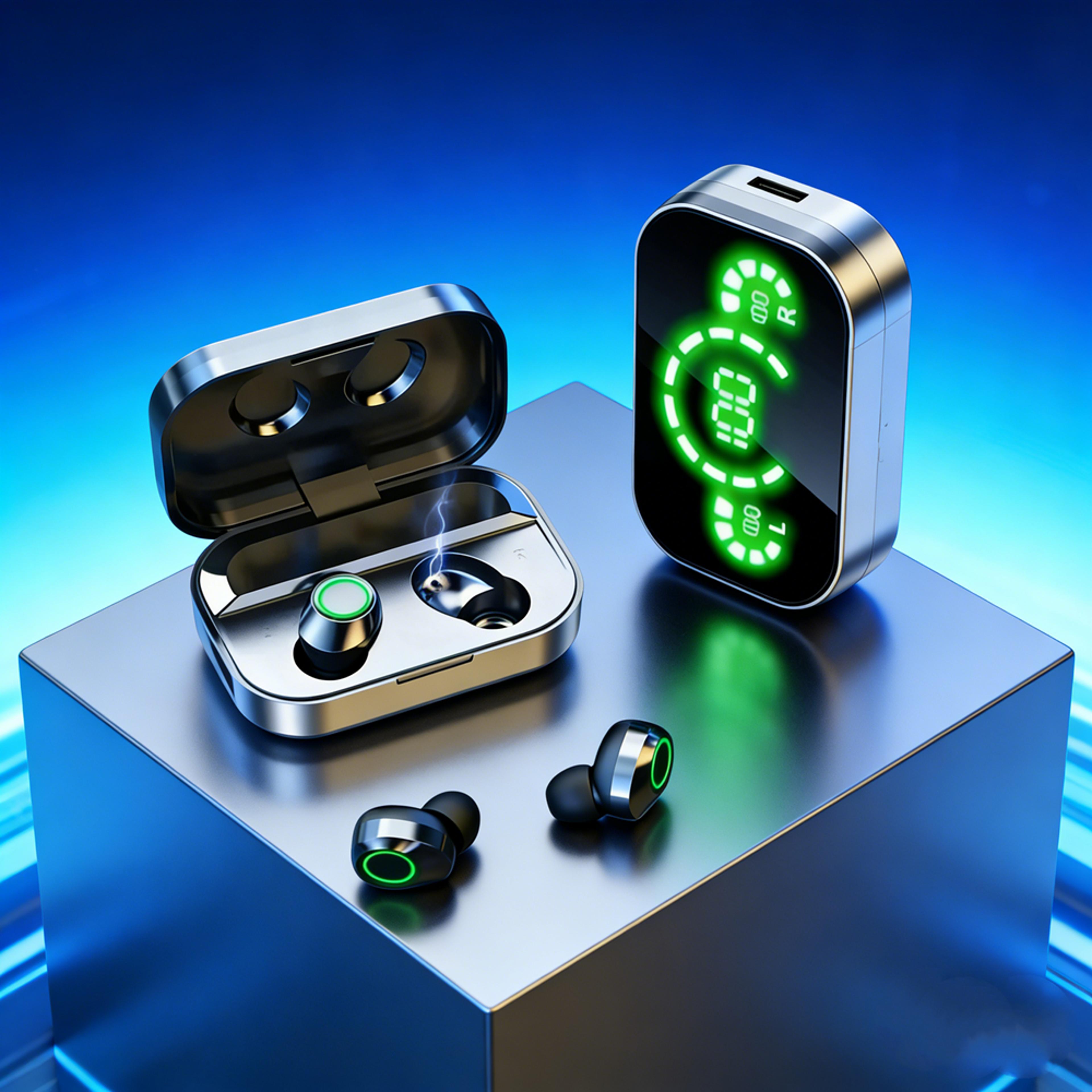 wireless buds with mic and led charging case