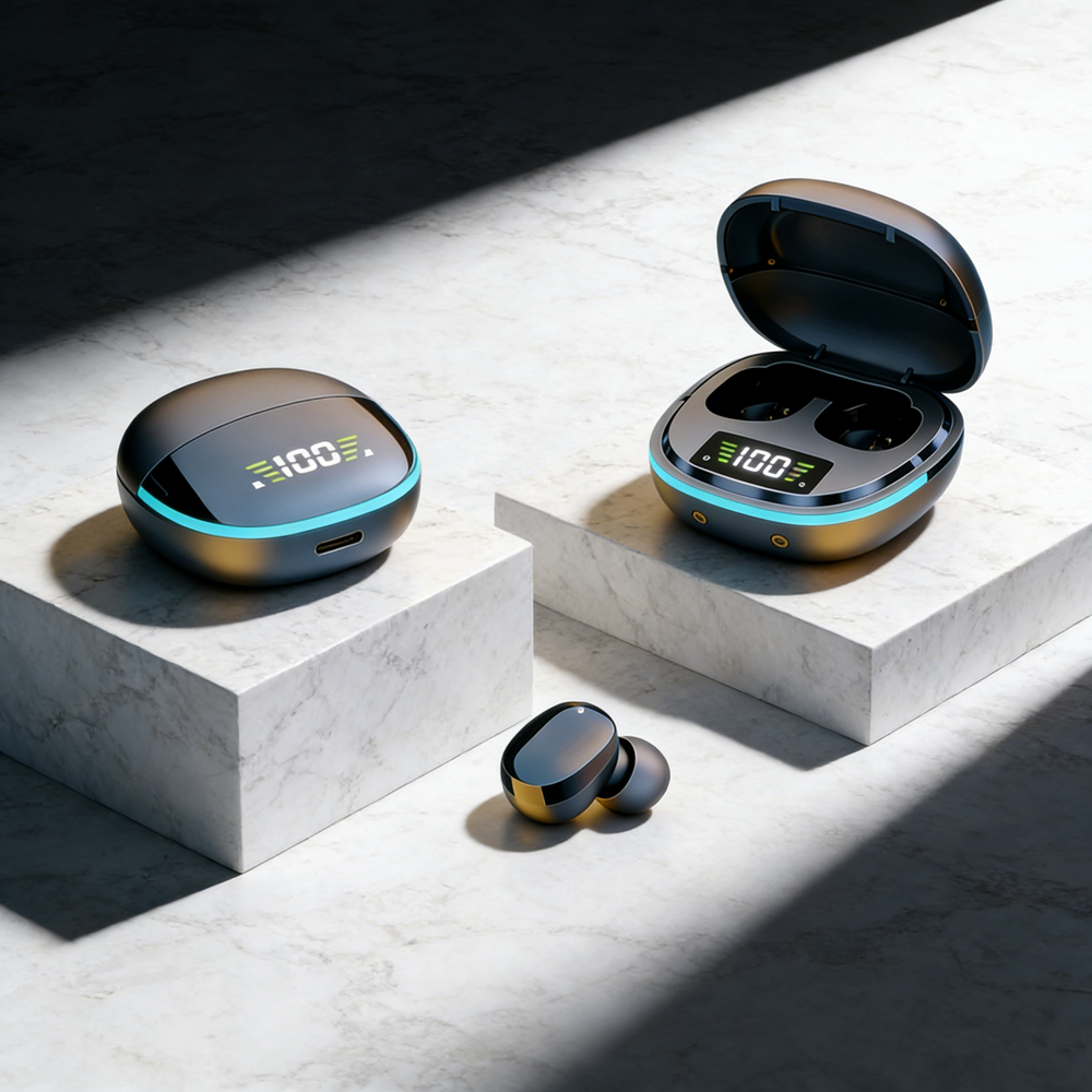 wireless bluetooth earbuds waterproof tws headphones with digital display charging case