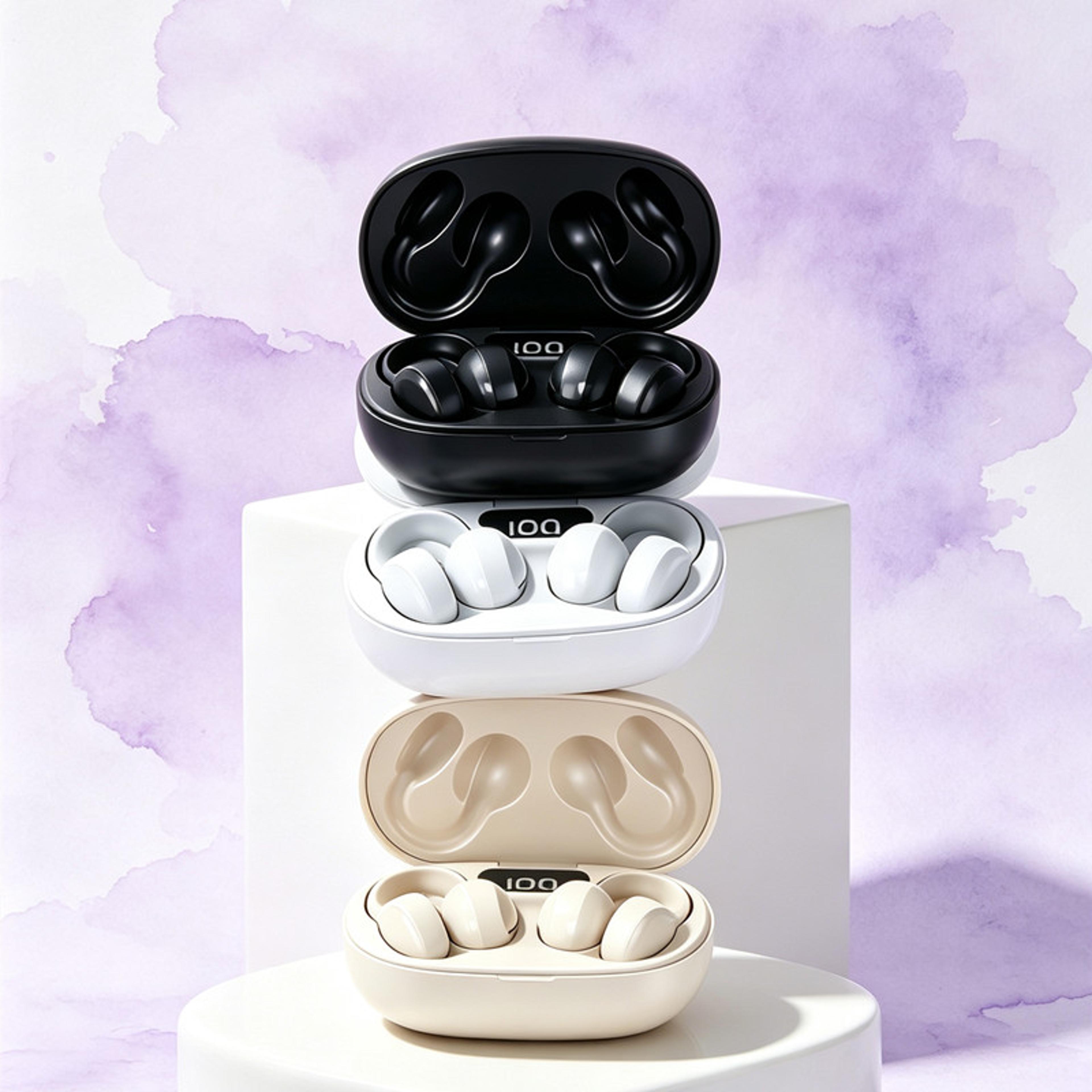 wireless bluetooth earbuds with noise reduction mic touch control and led display charging case