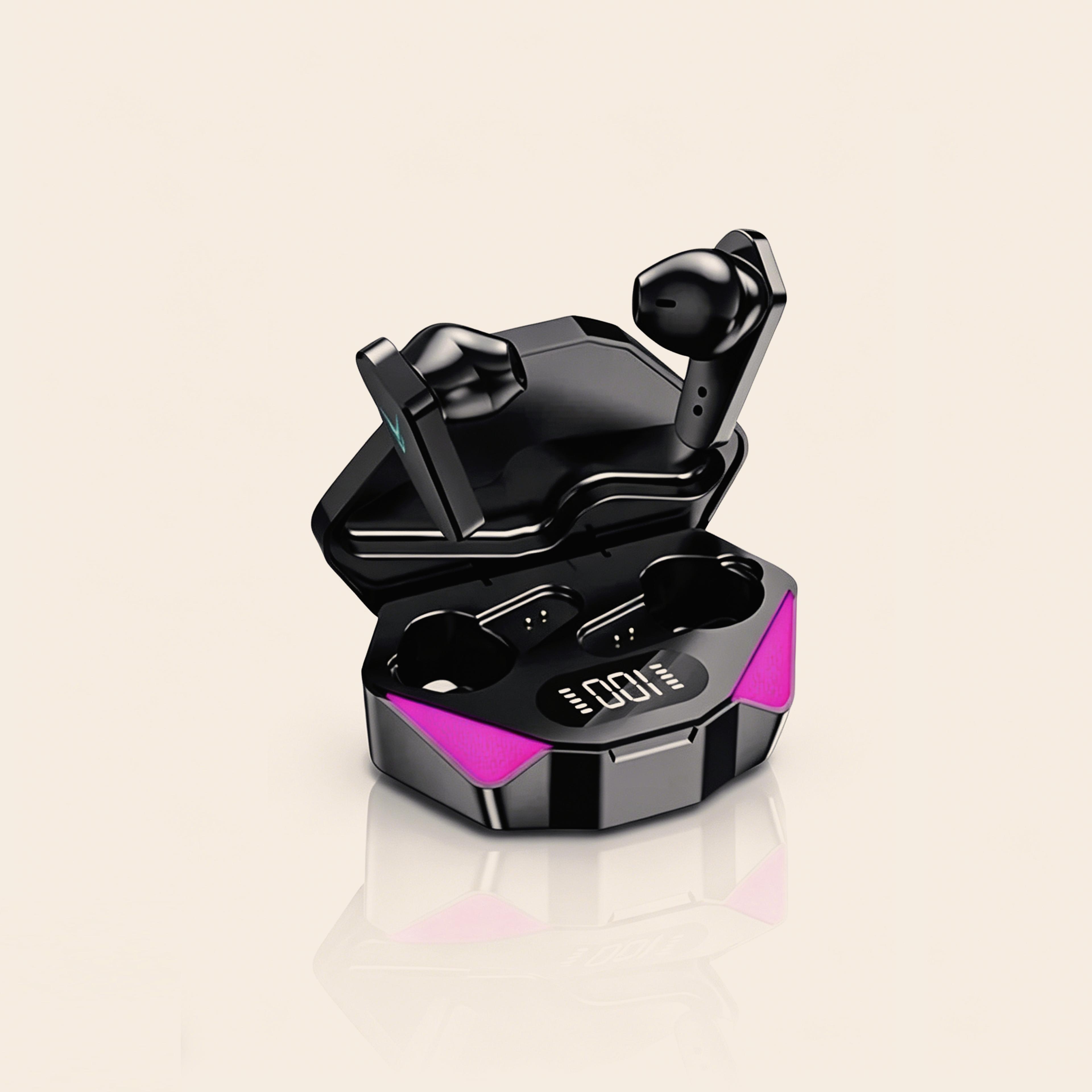 wireless bluetooth earbuds with mic battery display for gaming music and calls