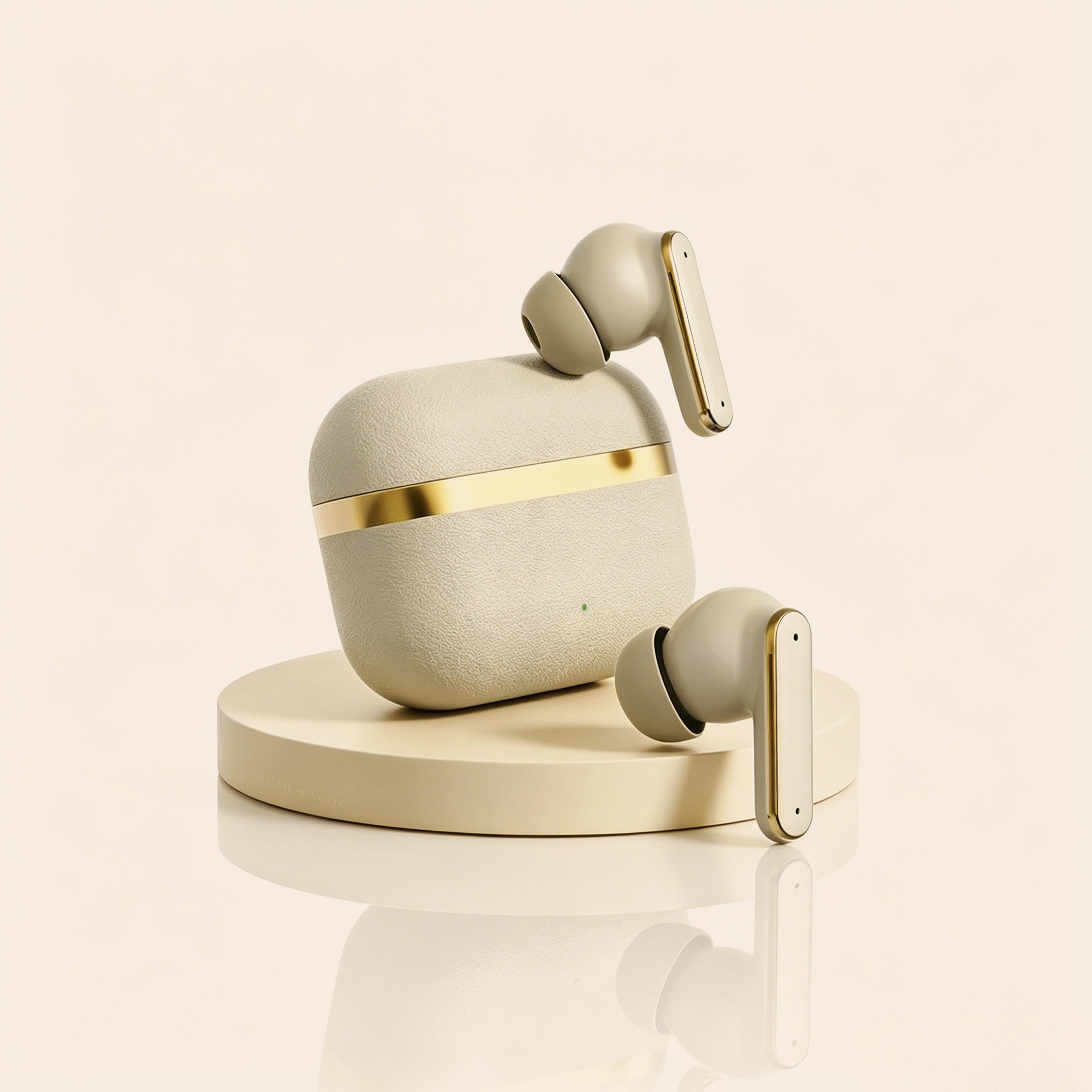 leather feel tws bluetooth earbuds true wireless headphones with touch control and long battery life