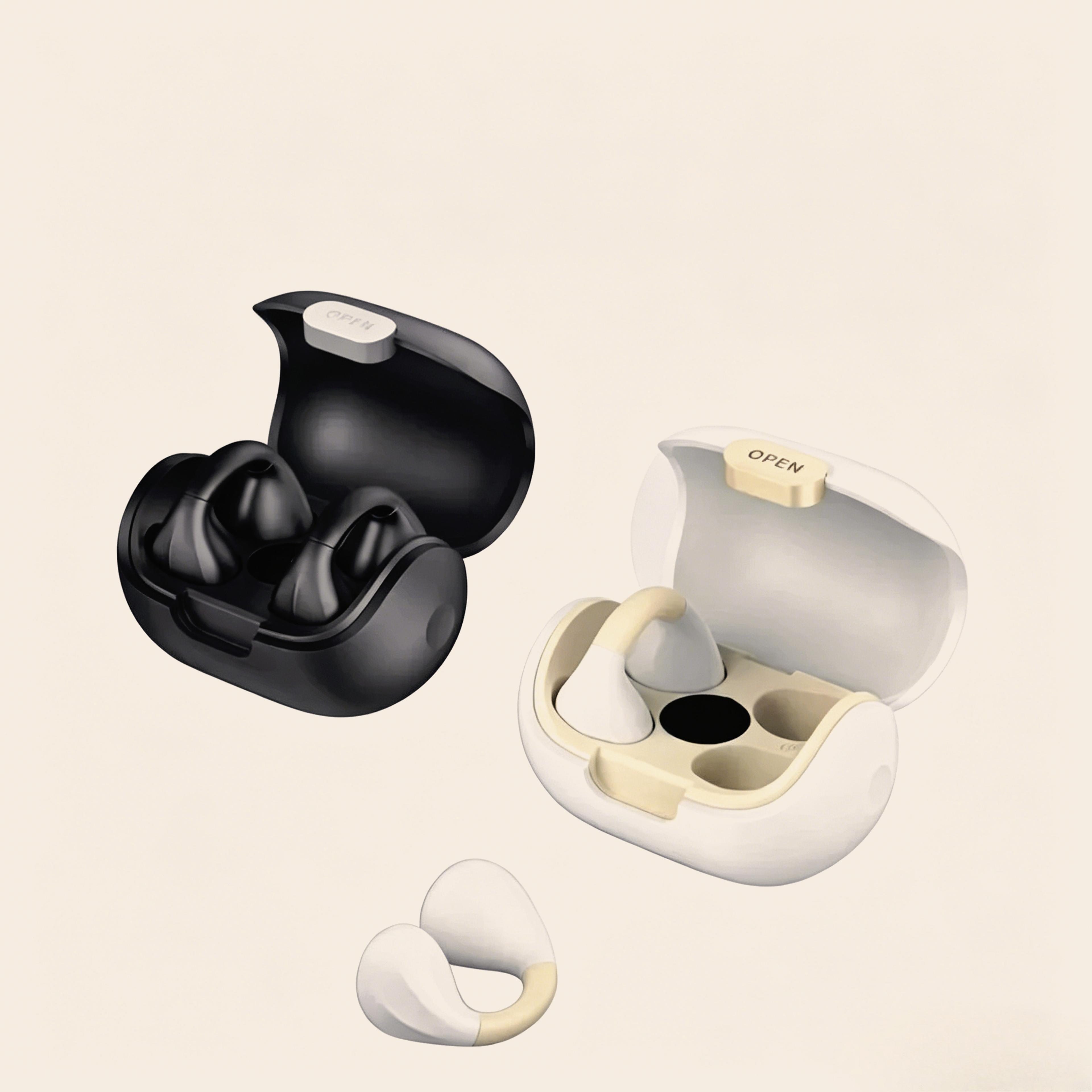 space capsule open ear bluetooth wireless earbuds with digital display sports ear clip headset