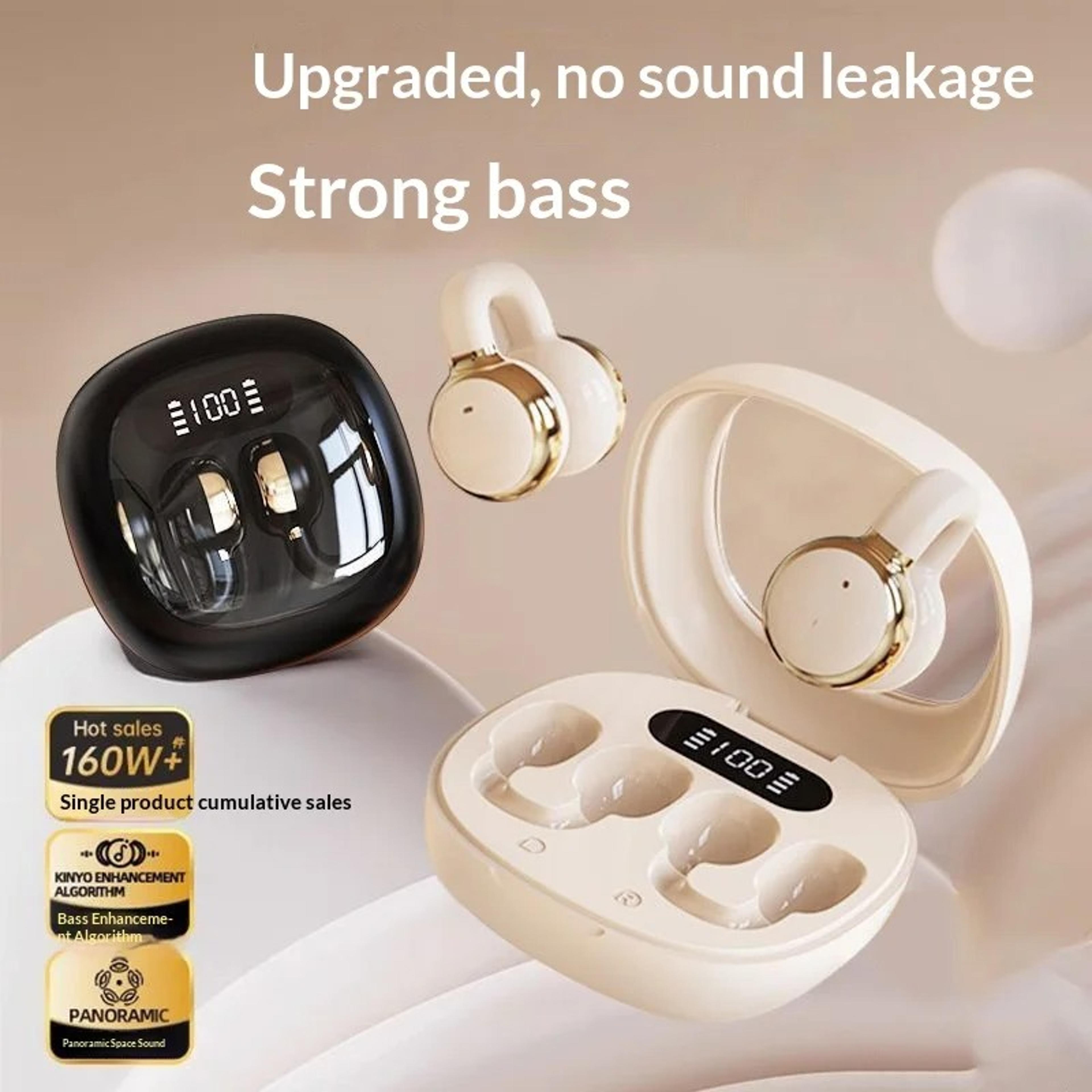 open clip wireless earbuds with mic immersive stereo sound for music and calls