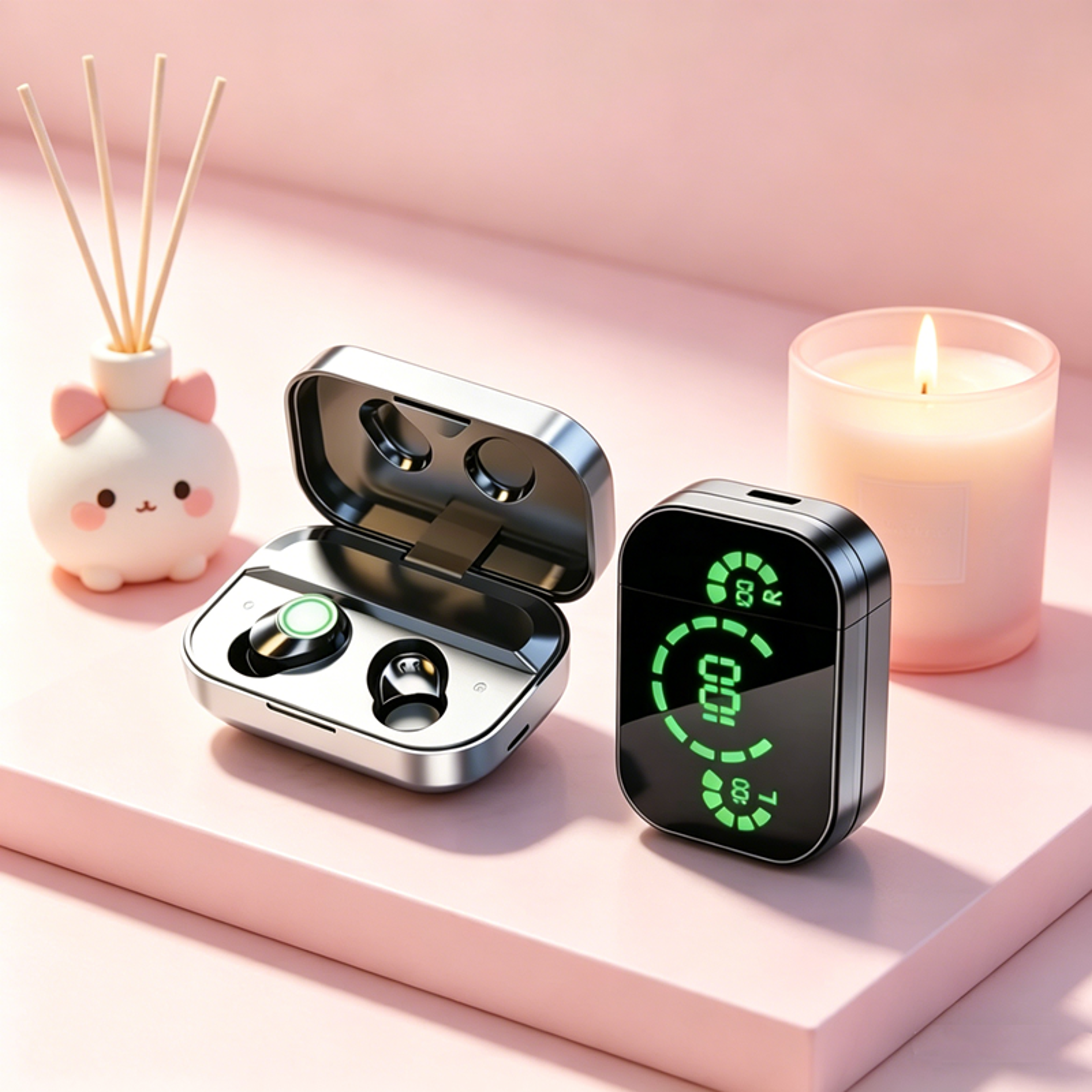 wireless bluetooth earbuds with mic led charging case portable headphones