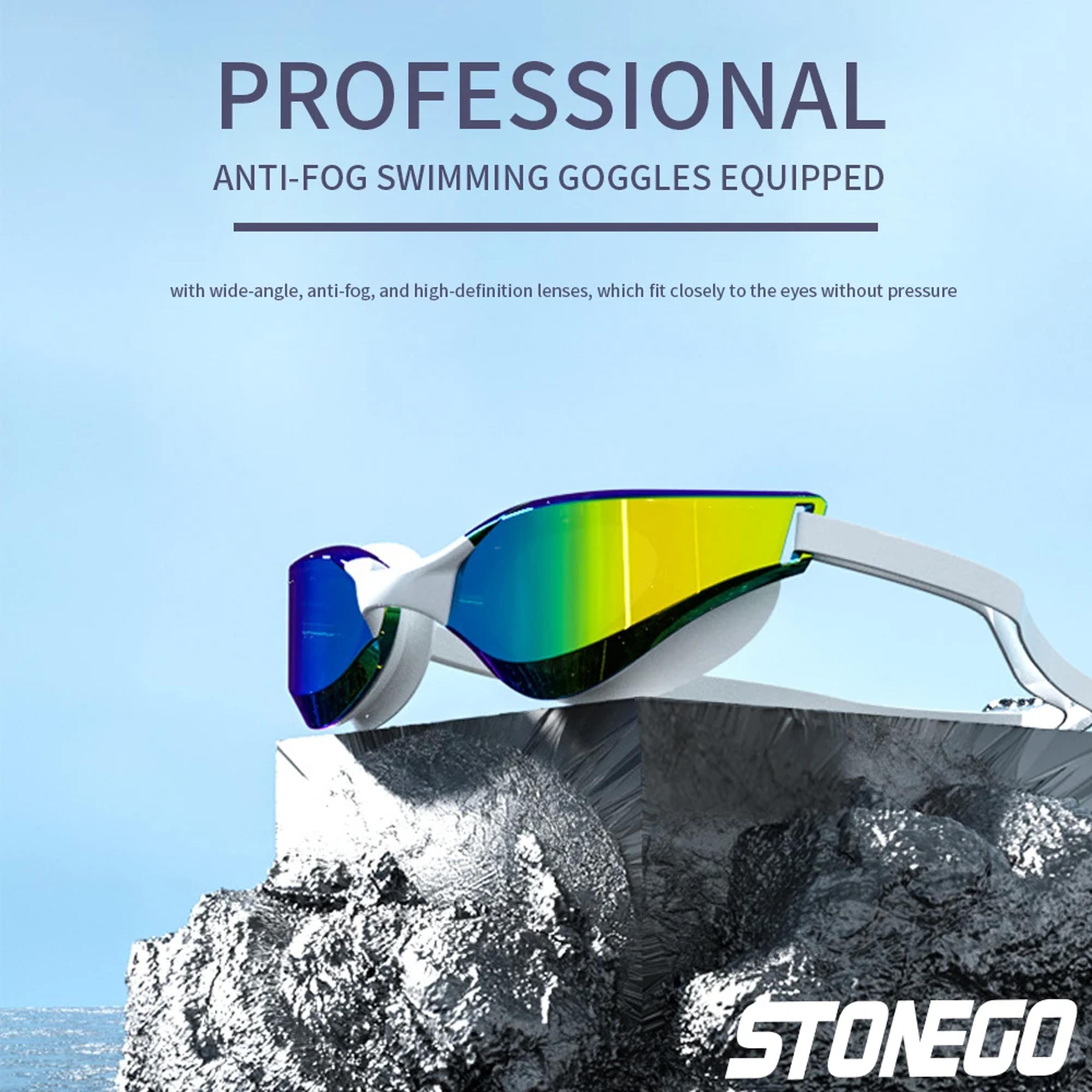 professional anti fog swim goggles with wide angle lens adjustable fit