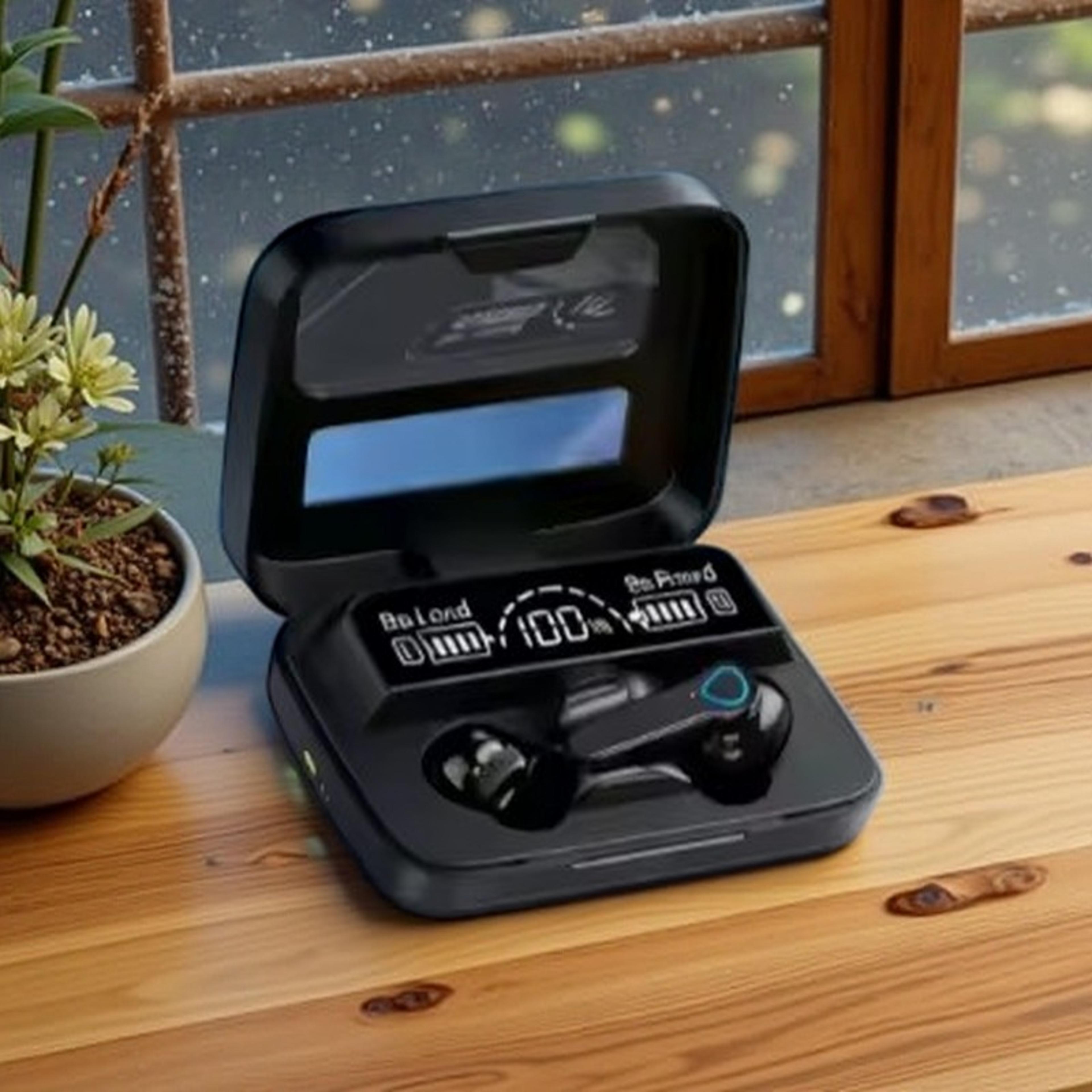 smart touch wireless earbuds with led battery display and mic
