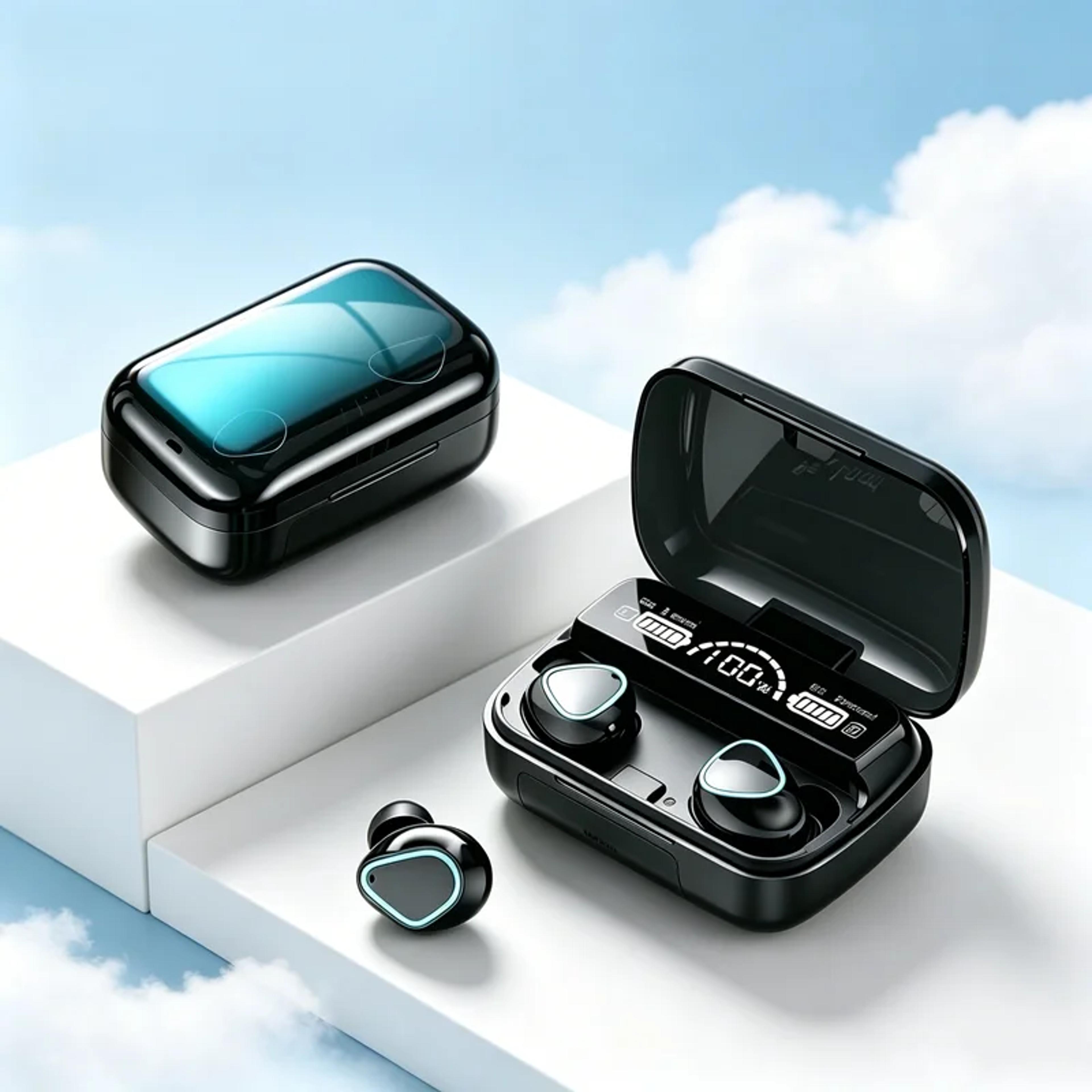 wireless bluetooth earbuds with led display and hifi stereo sound