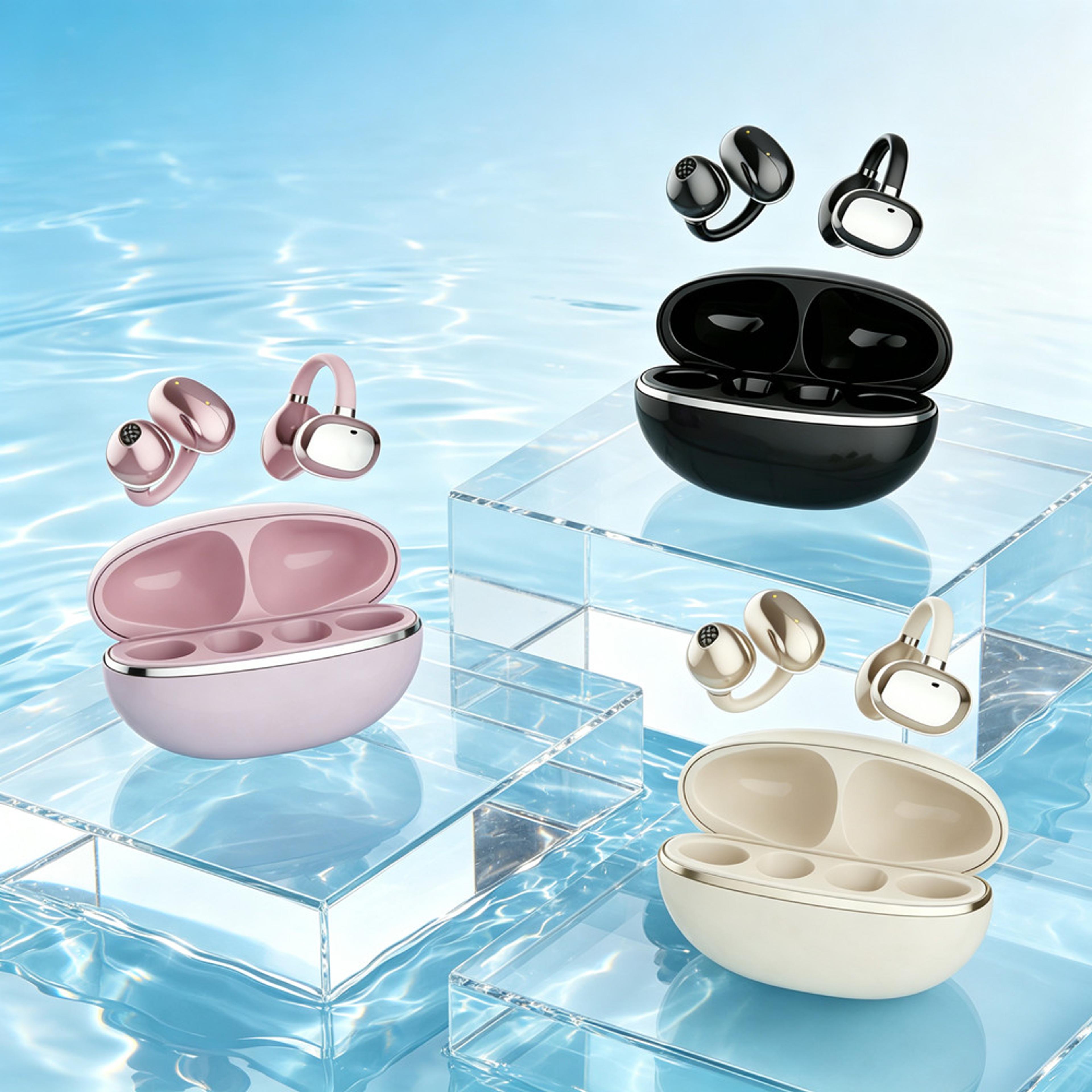 open ear clip on wireless bluetooth headphones with hifi stereo sound