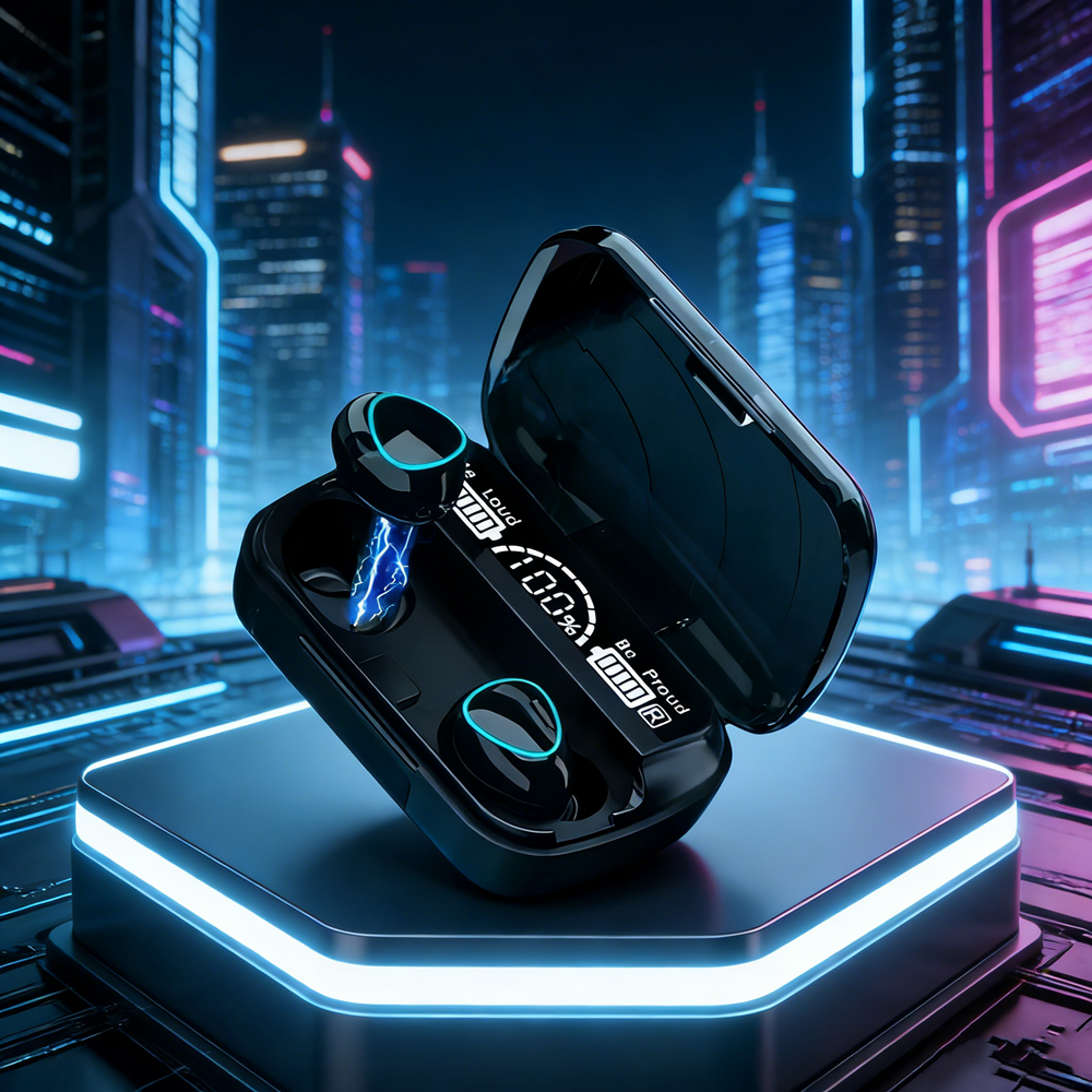 bluetooth earbuds led display and hifi stereo sound