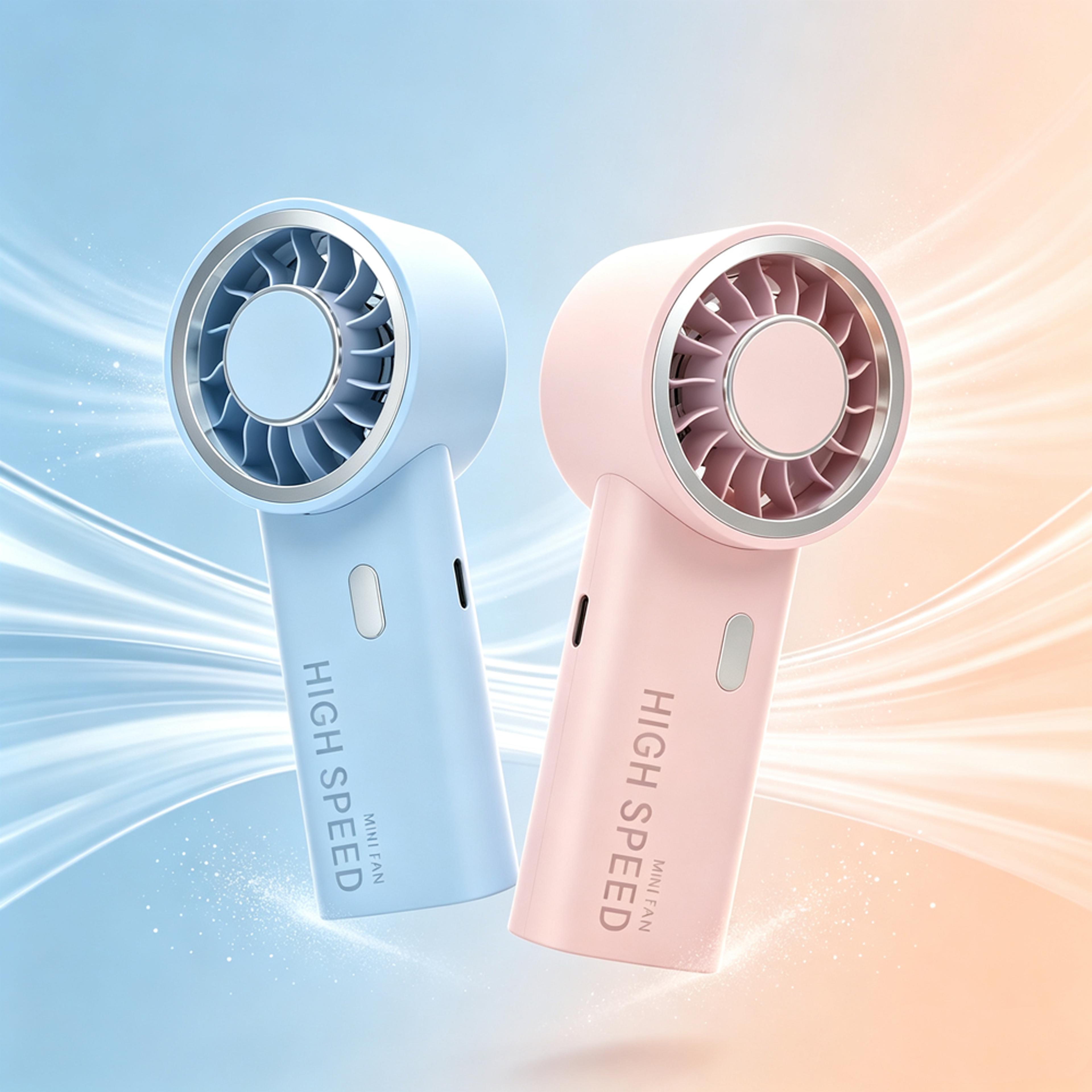 portable mini fan with led battery display usb type c rechargeable handheld fan