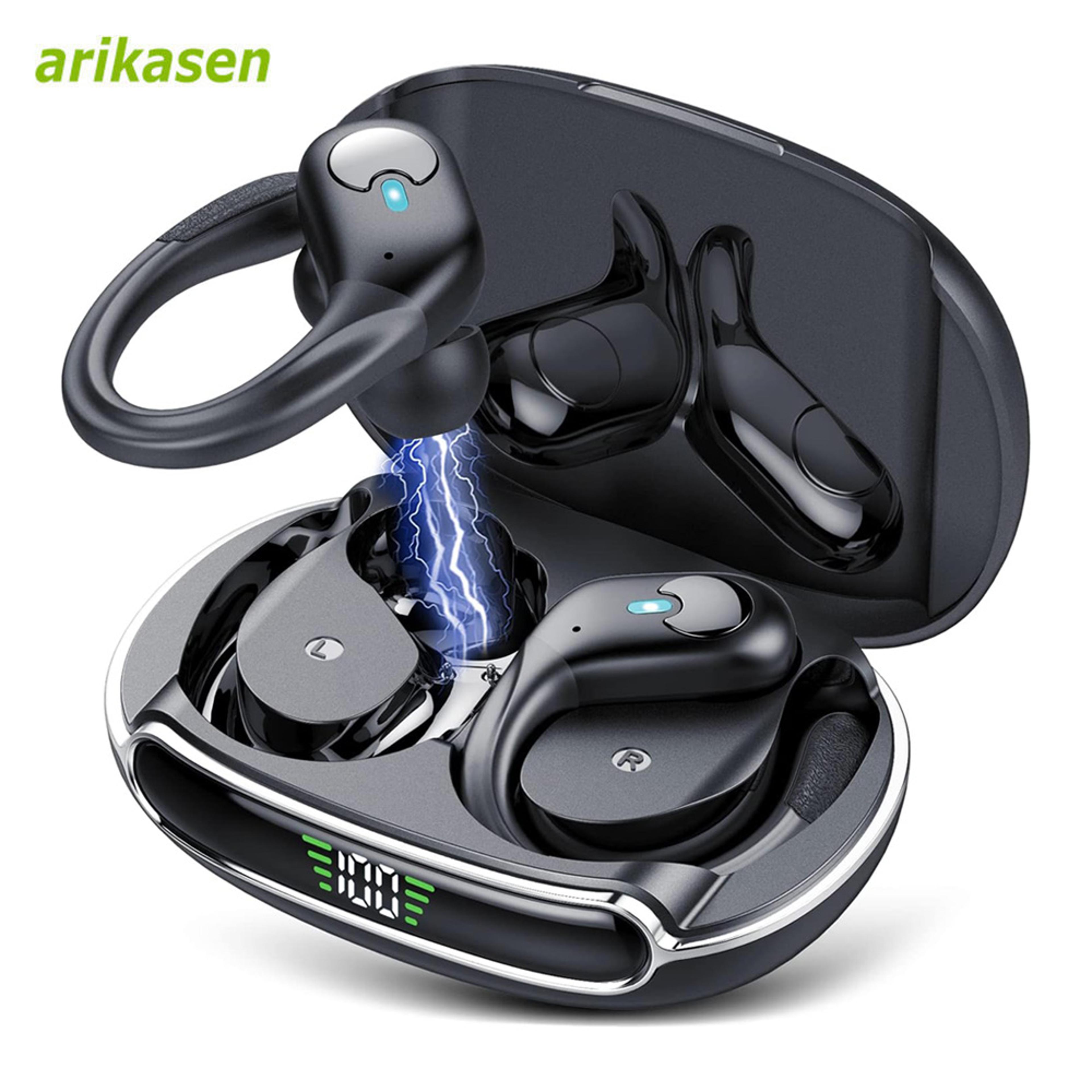 bluetooth wireless earbuds with playback led charging case and enc mic