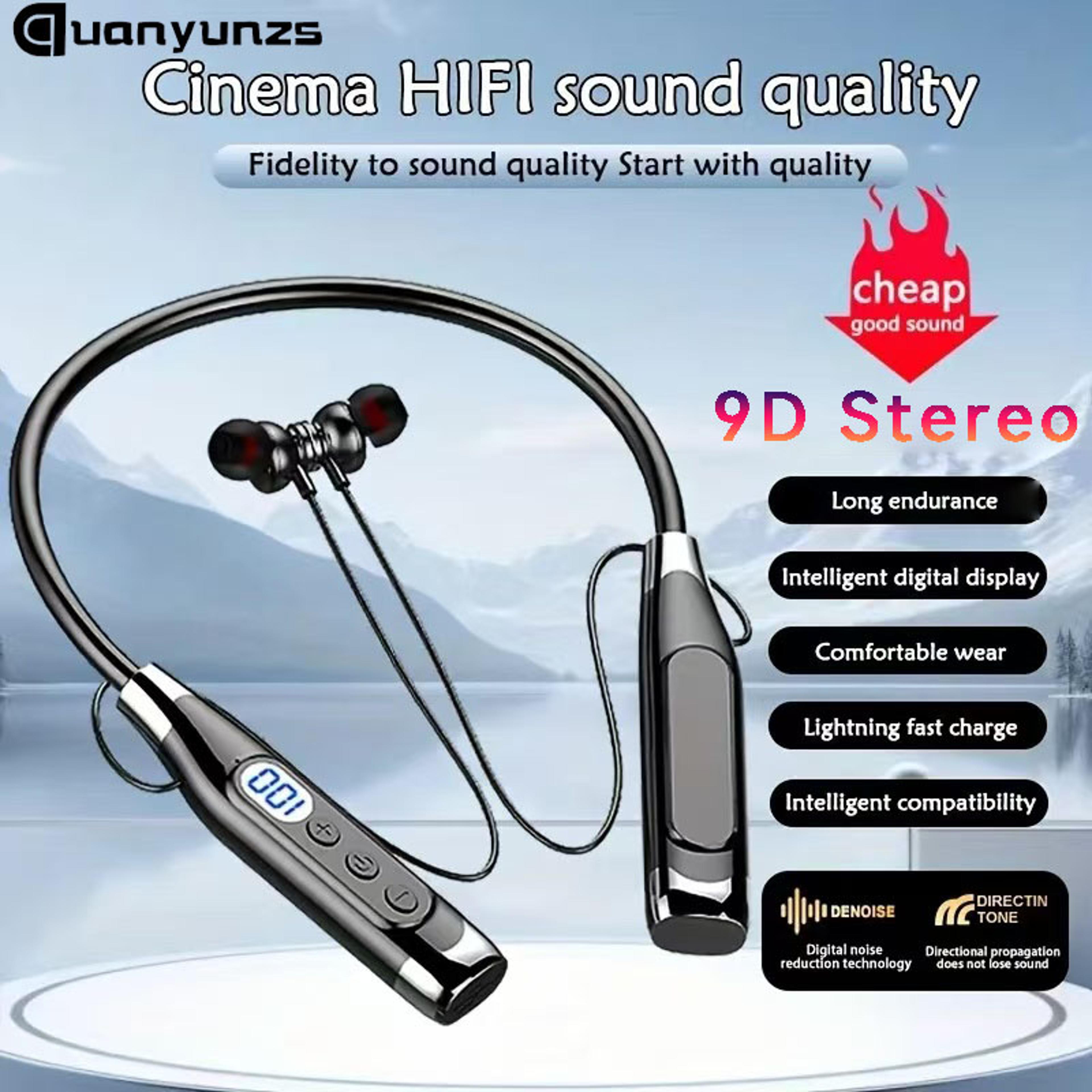 bluetooth neckband wireless earbuds with magnetic design and led display