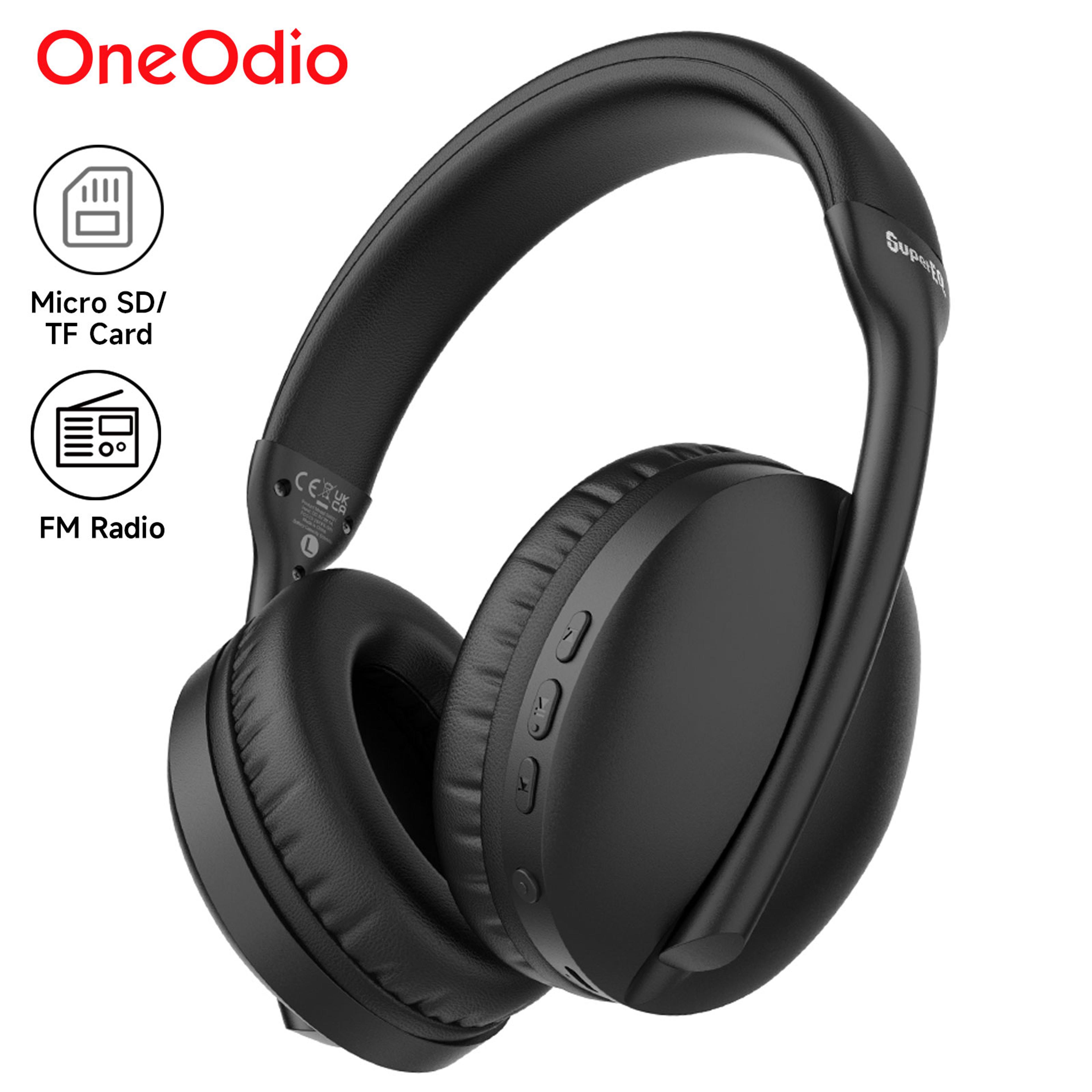 oneodio supereq wireless over ear headphones with hifi sound micro sd fm radio
