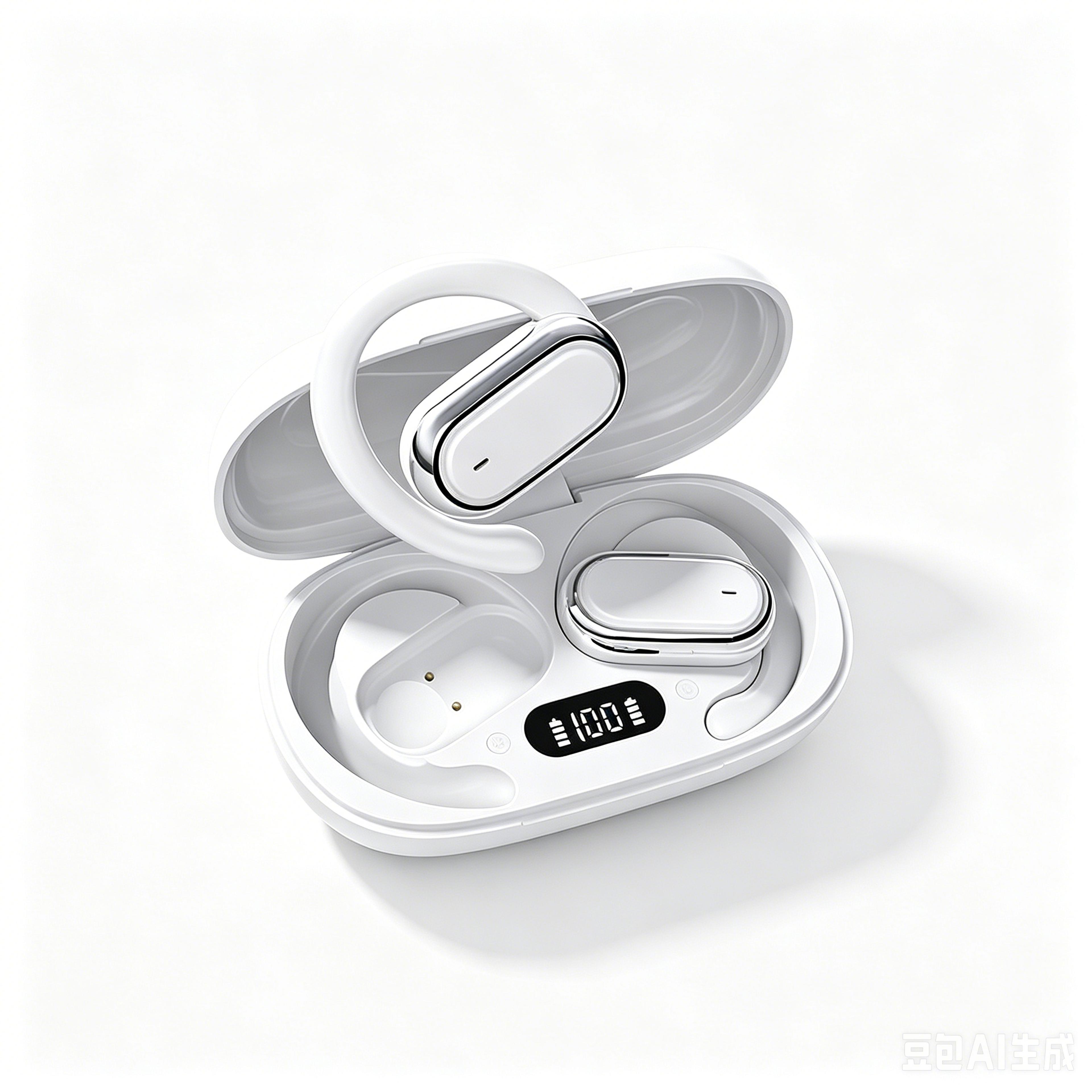 wireless ows earhook bluetooth earbuds with smart led display