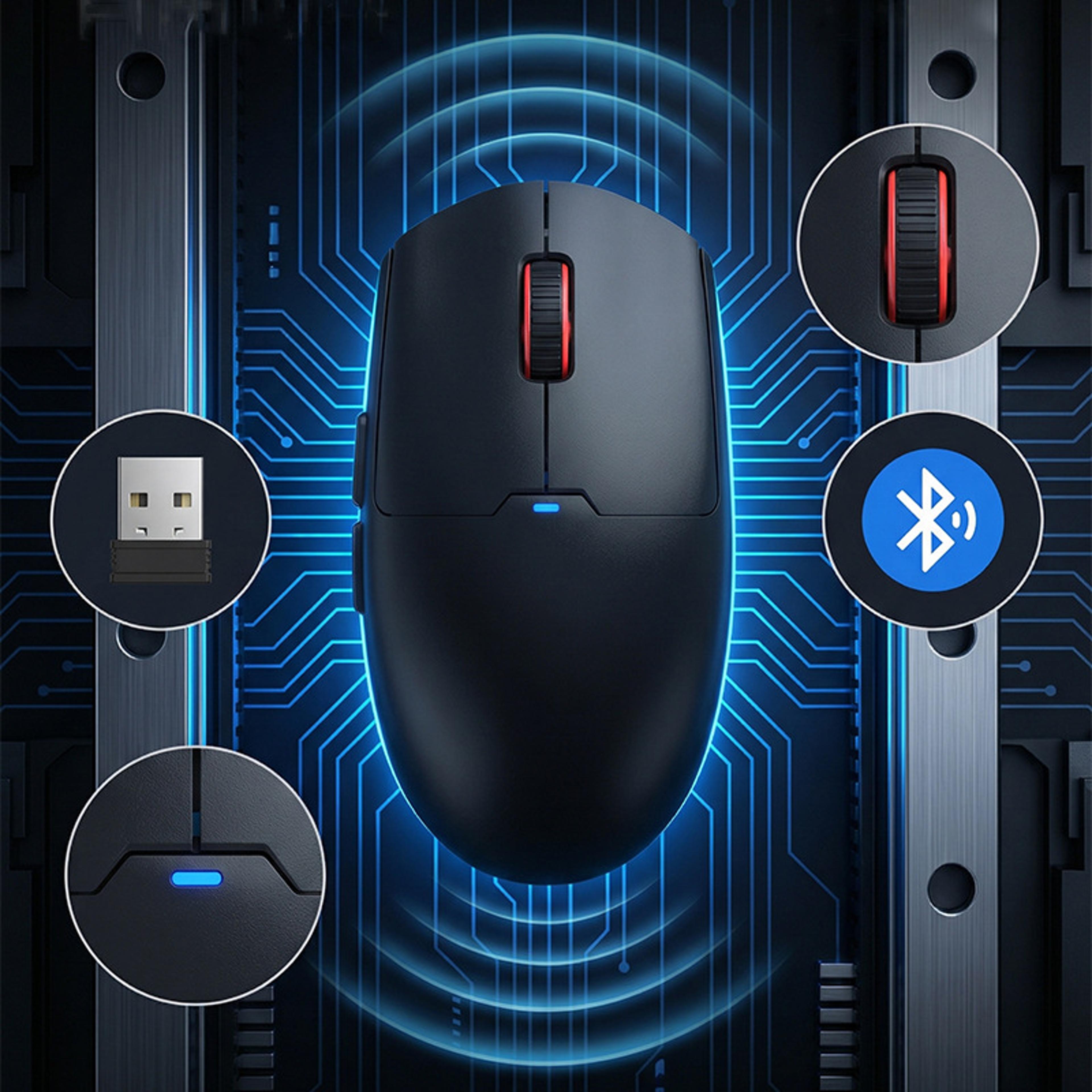 rechargeable dual mode wireless gaming mouse with adjustable dpi
