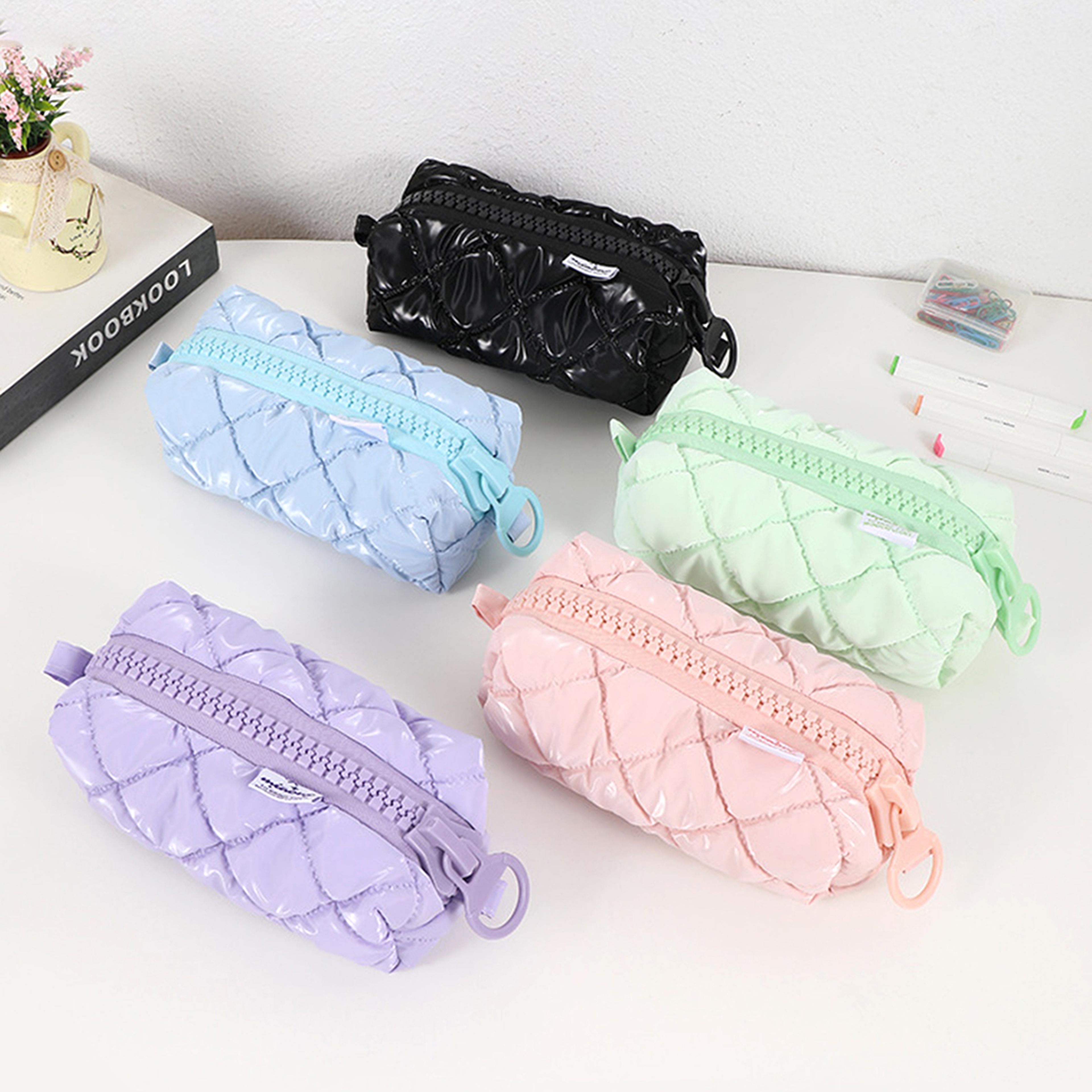 candy colored checkered pencil case cute school supplies organizer bag