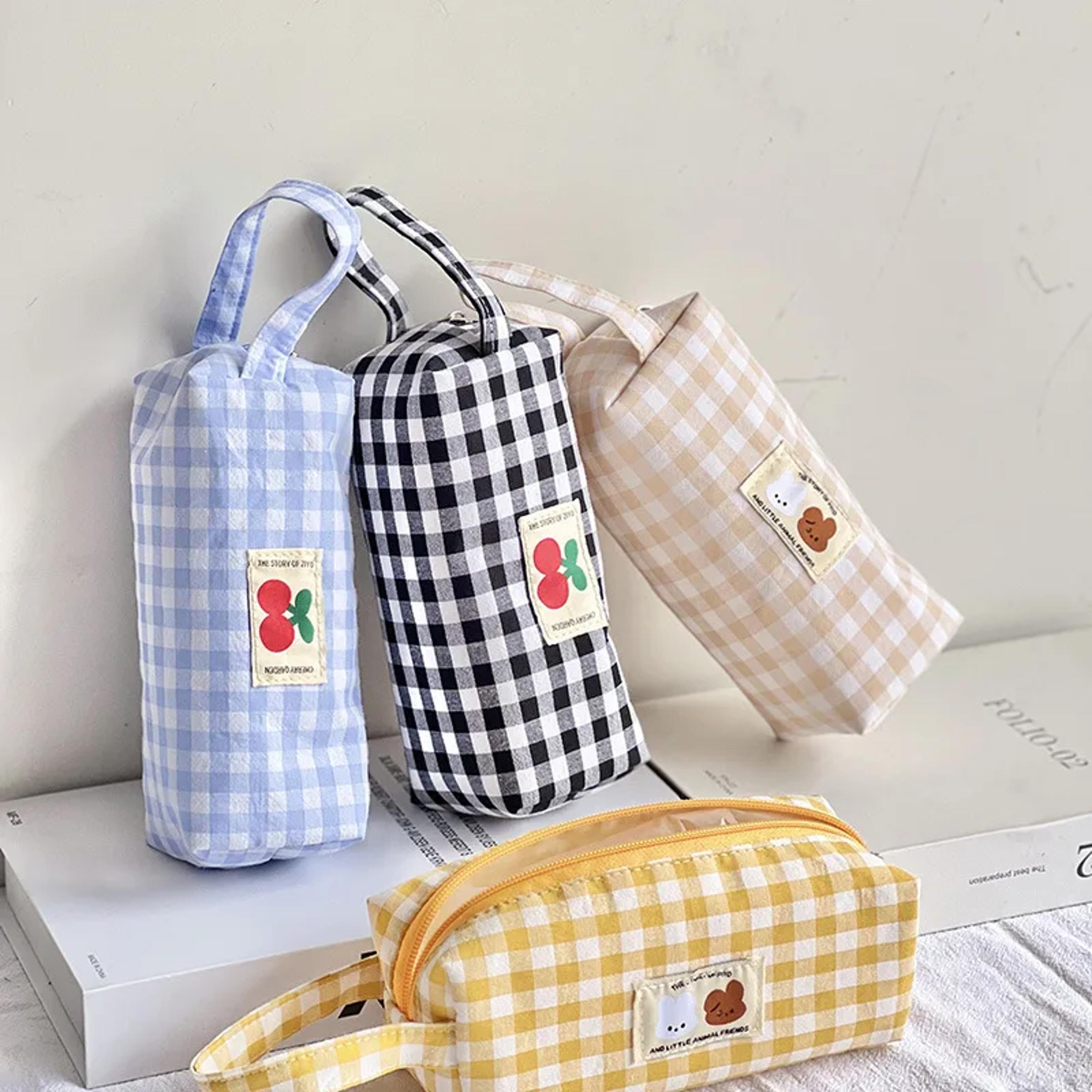 kawaii embroidered pencil case large capacity cute school organizer bag