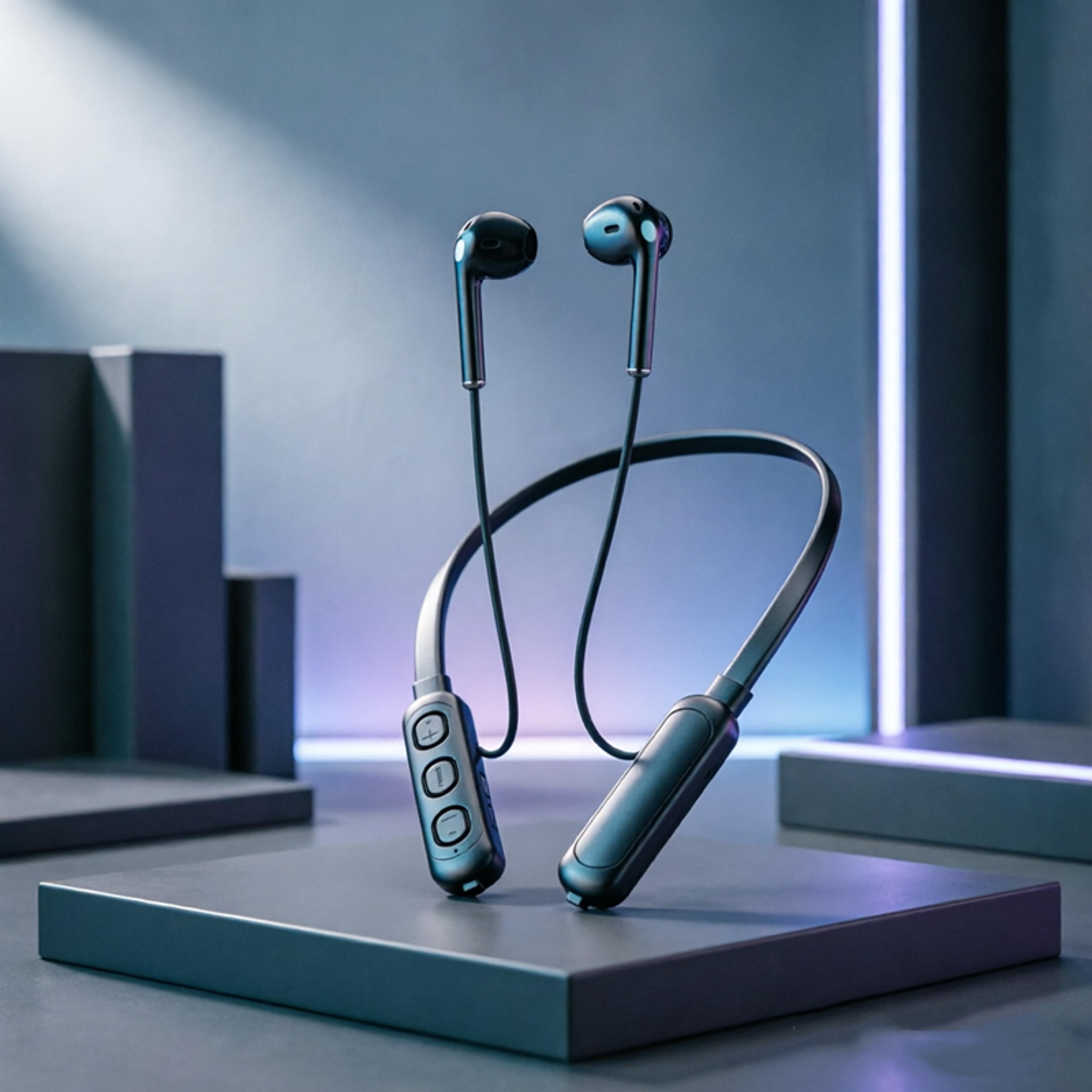 wireless bluetooth headset neckband sports earphones with noise reduction microphone