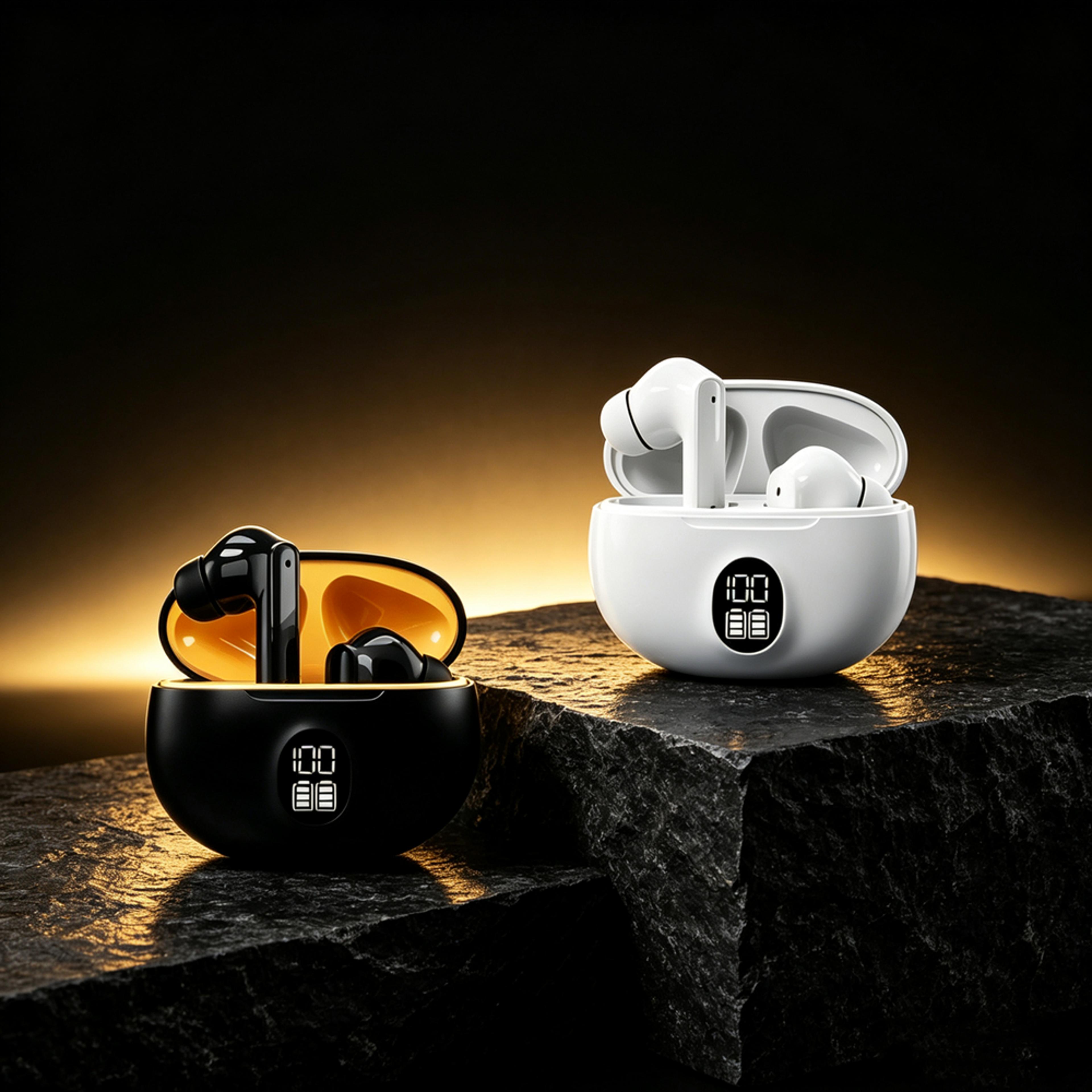 tws wireless bluetooth headphones with noise reduction mic and deep bass sound