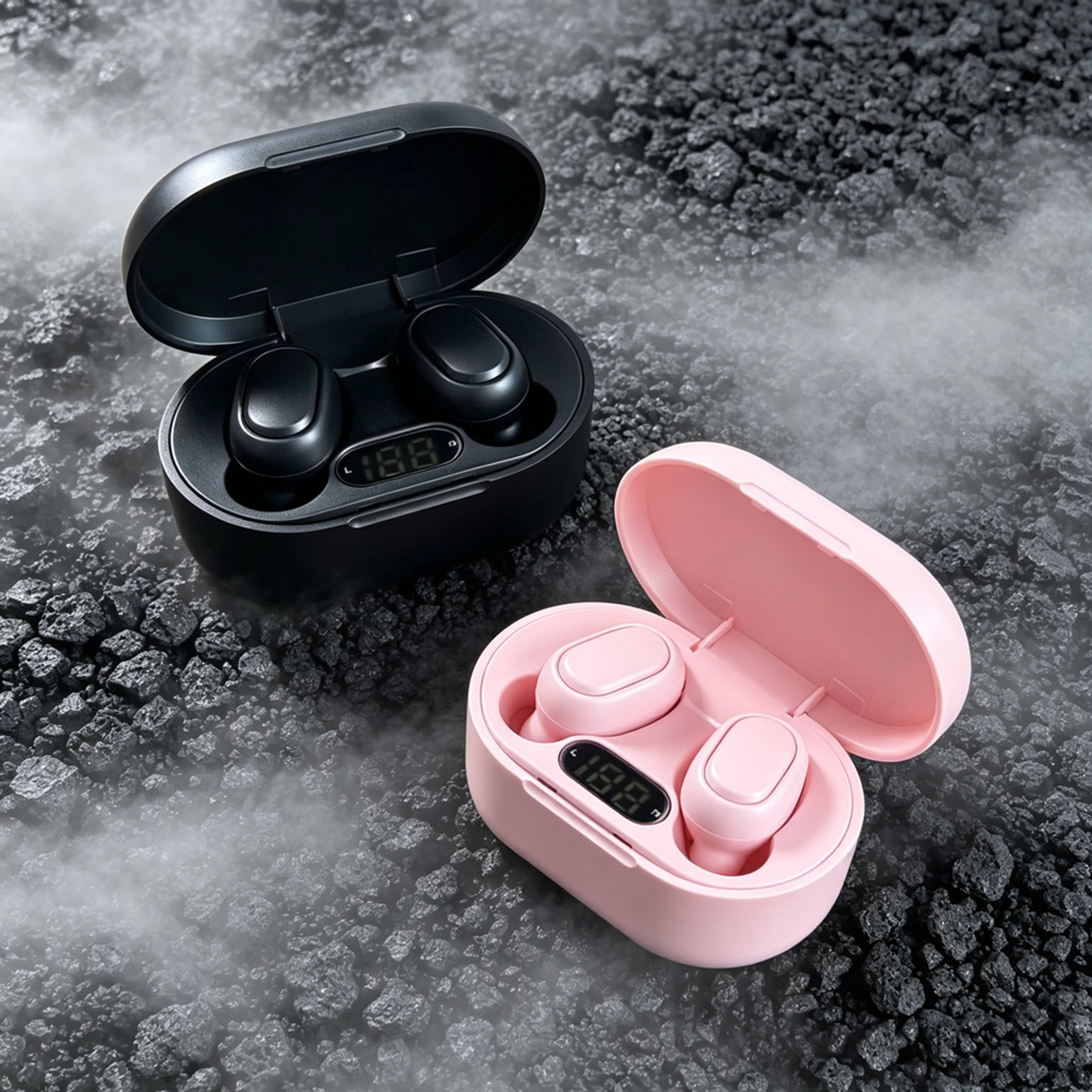 compact tws wireless earbuds with portable charging case