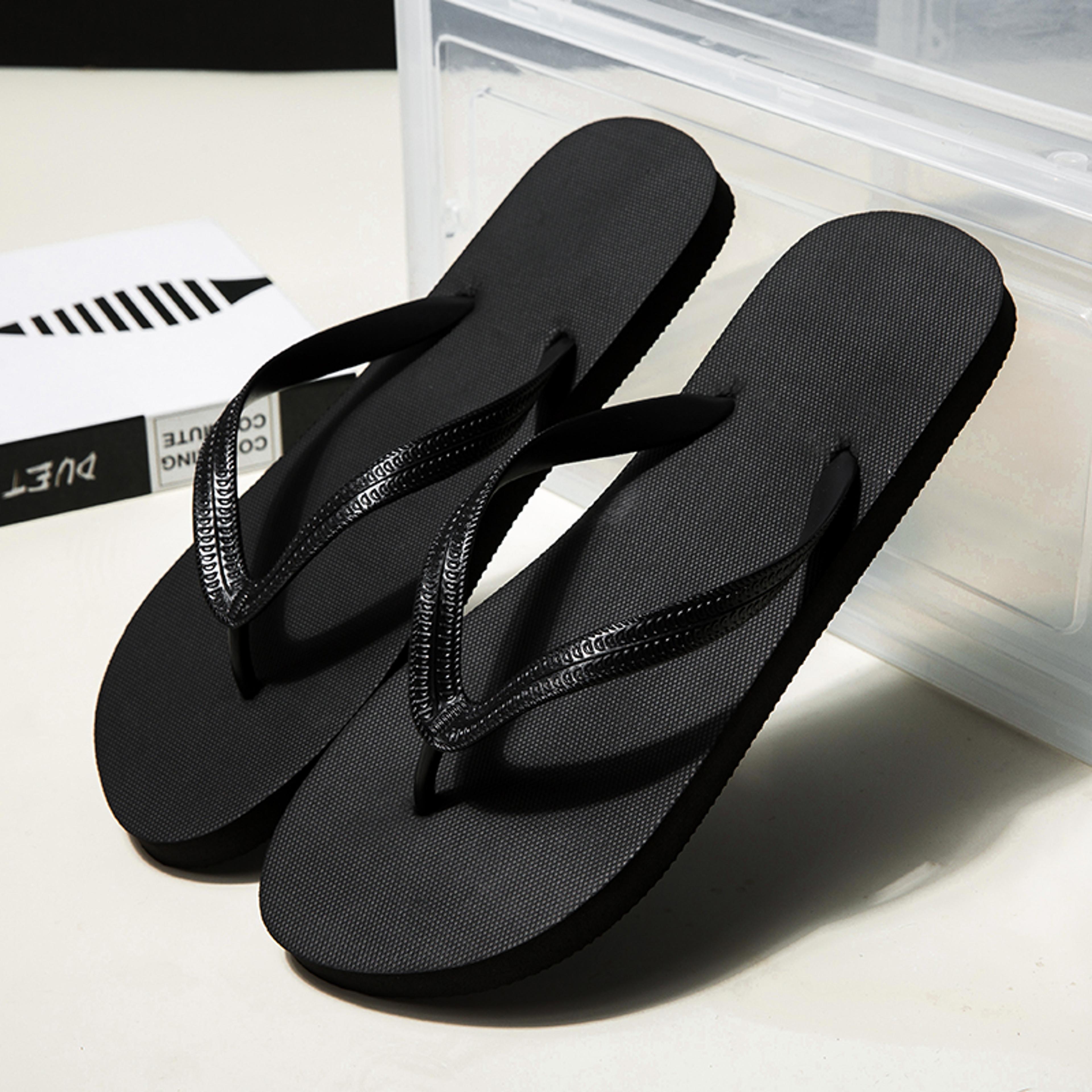 mens high quality flip flops, summer casual sandals, light beach slippers, non-slip outdoor black flip flop sandals