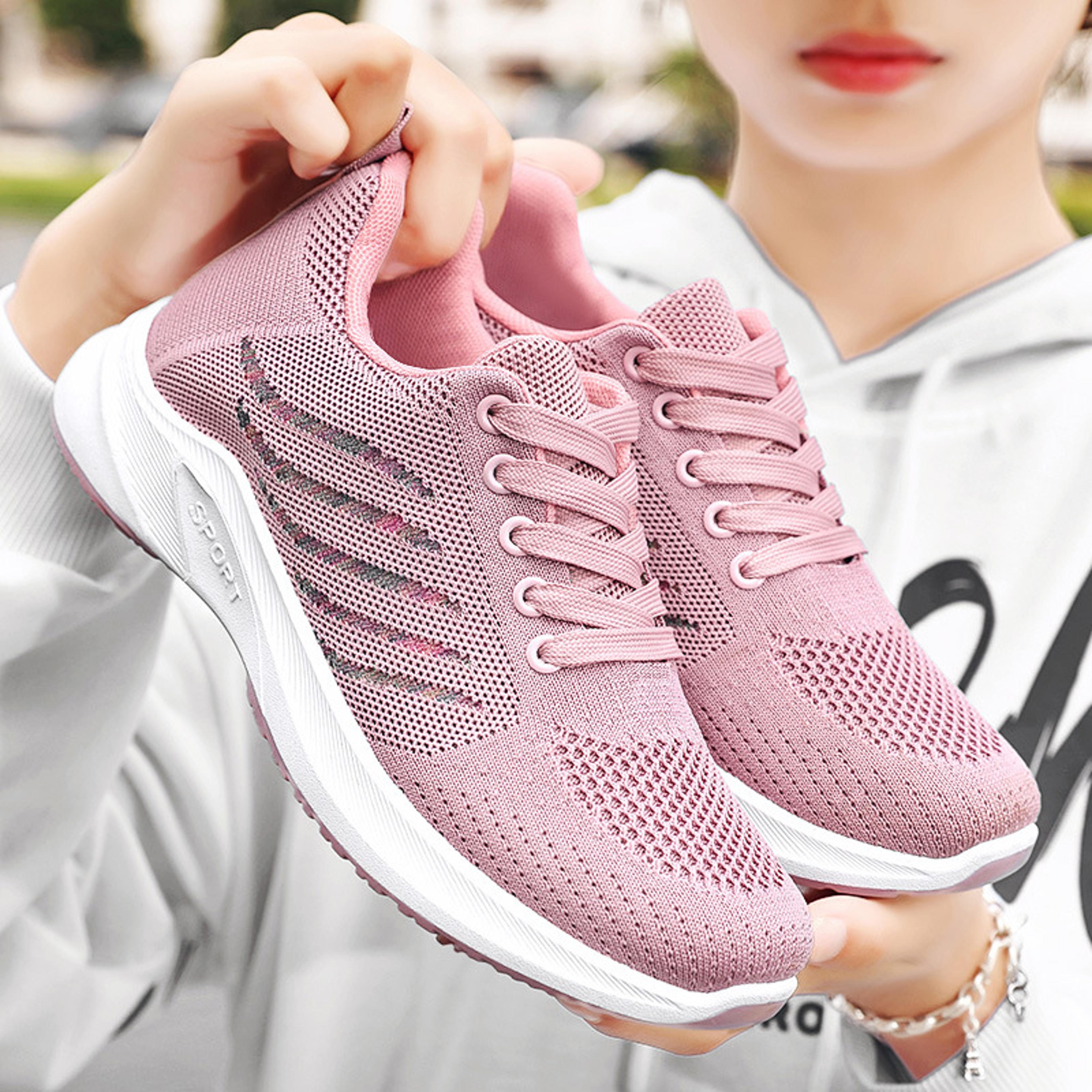 spring female shoes new womens shoes, soft sole breathable running shoes, fashion trend lace up sports female footwear
