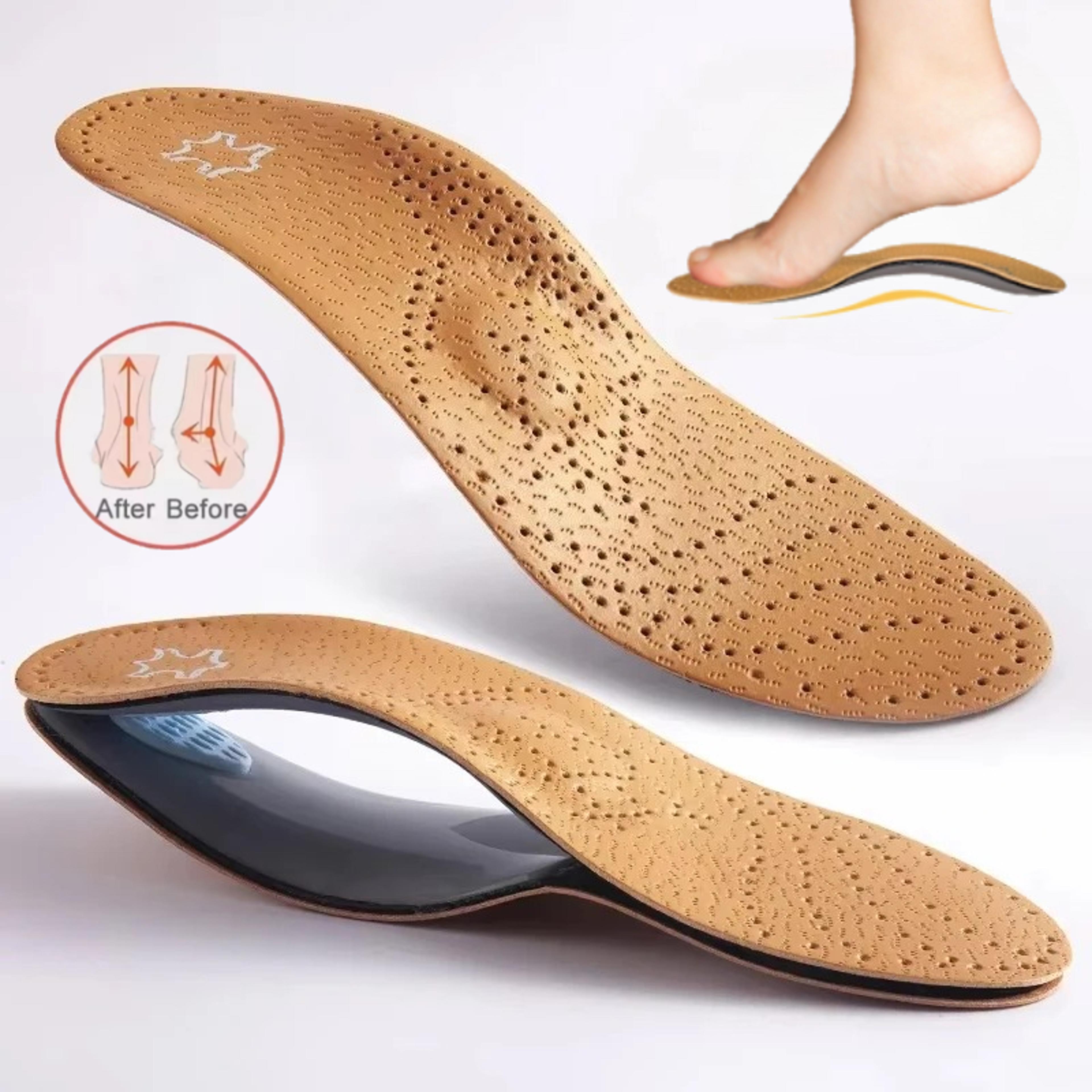 orthopedic leather insole for flat feet arch support, sport comfort insoles for men and women shoe sole