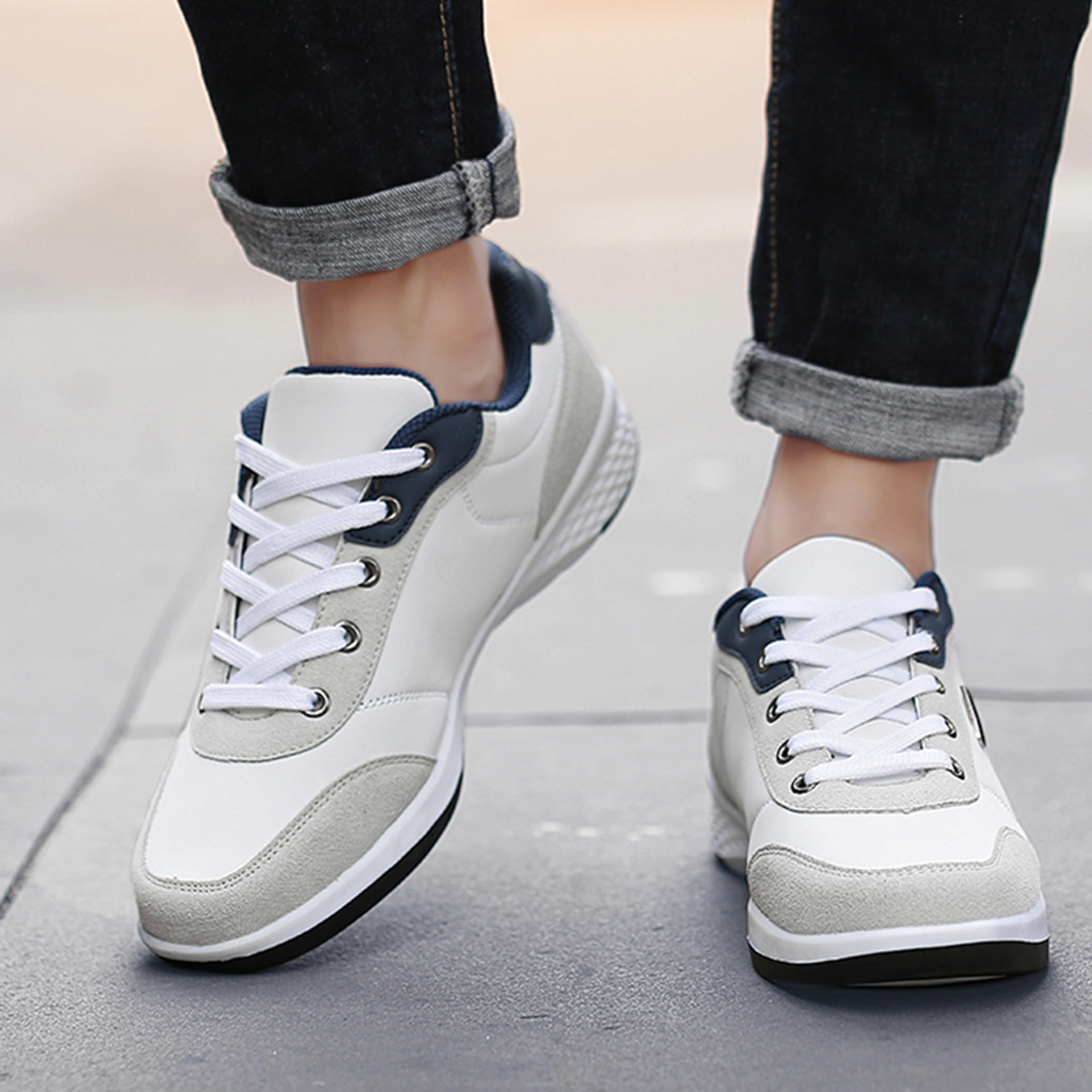 fashion men pu leather shoes sneakers, breathable casual shoes, trend male footwear, non-slip leisure sneakers