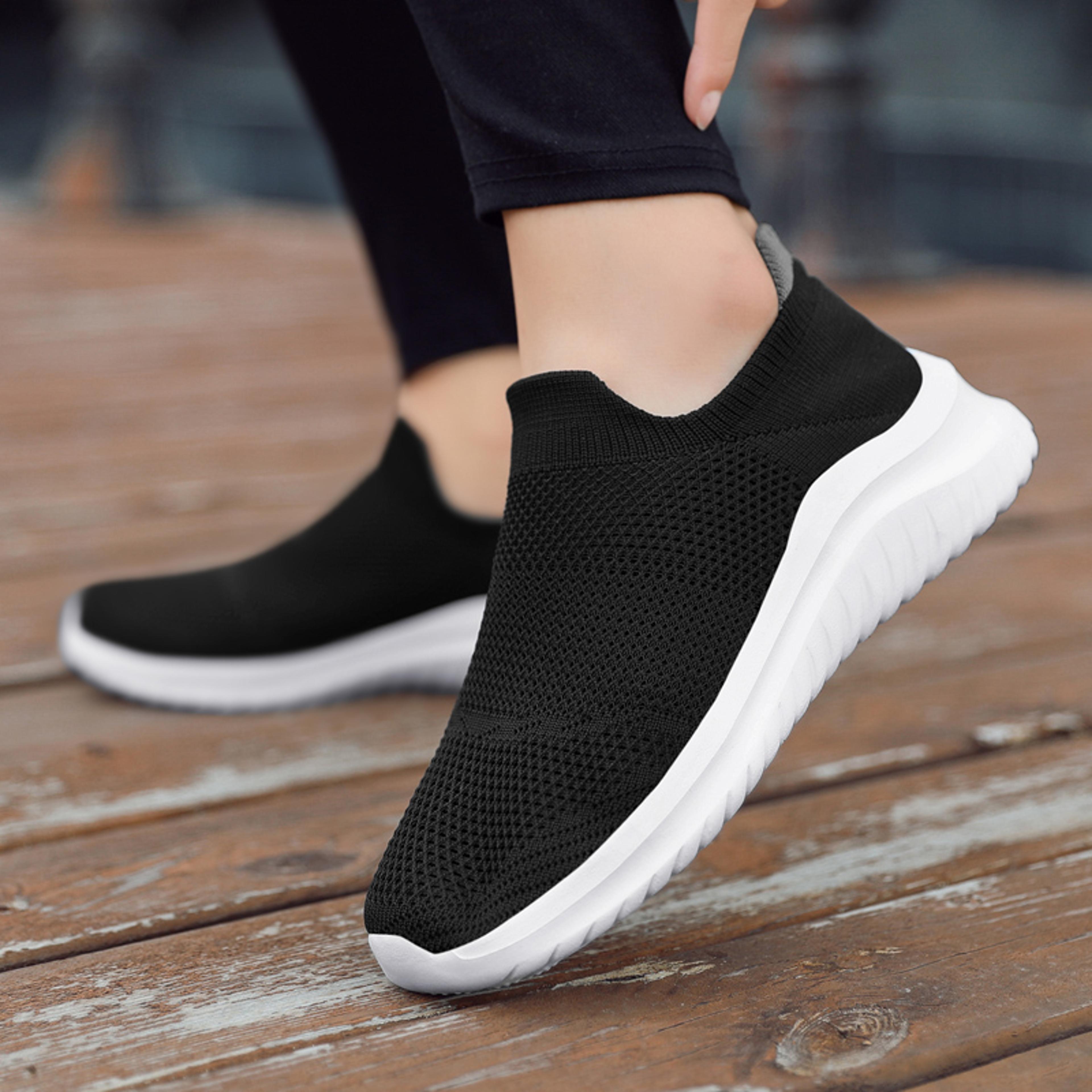 lightweight men running walking knit shoes, breathable casual sneakers, fashion athletic sport gym shoes for daily wear