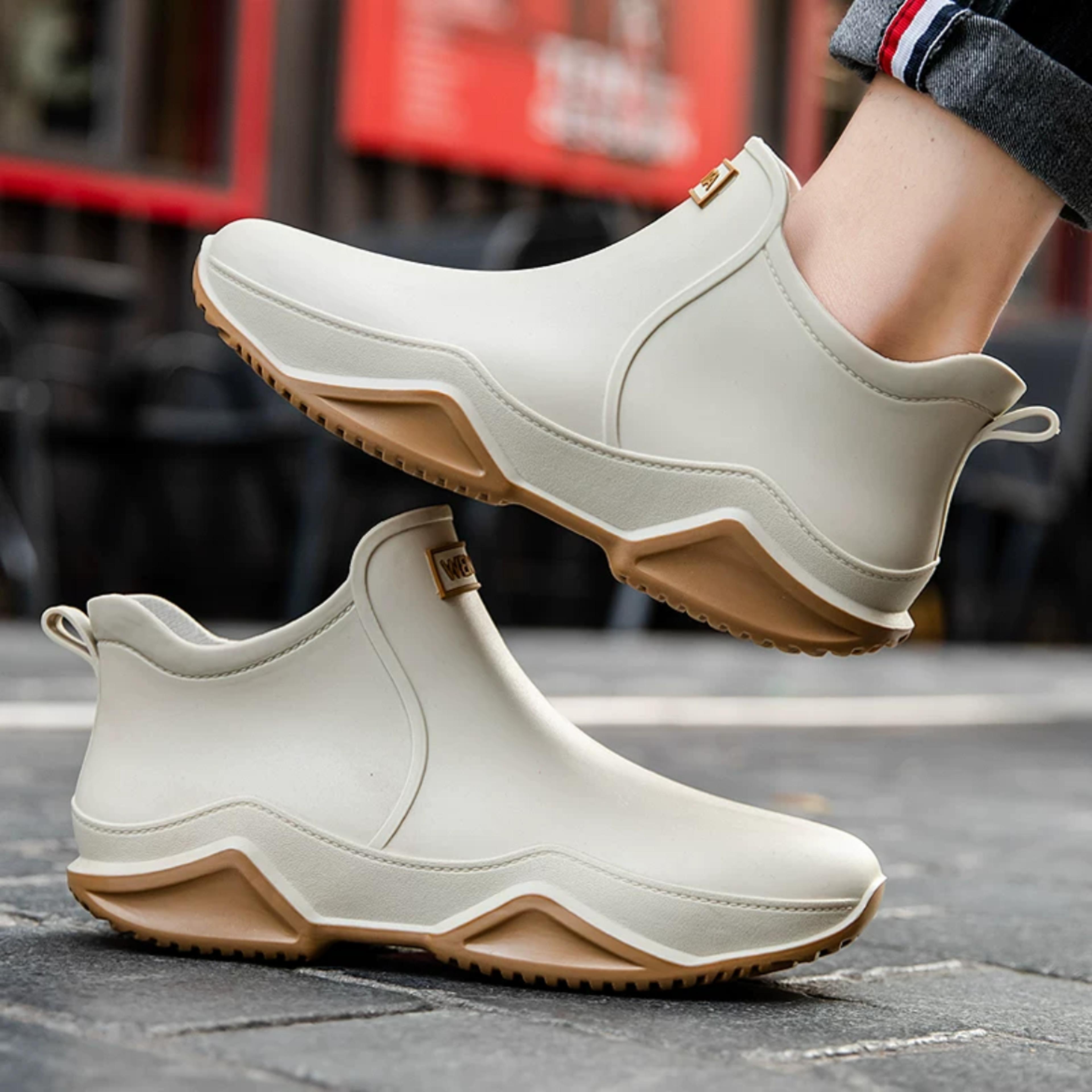 men & womens fashionable ankle rain boots, anti-slip waterproof shoes, durable work boots for summer & winter rainy