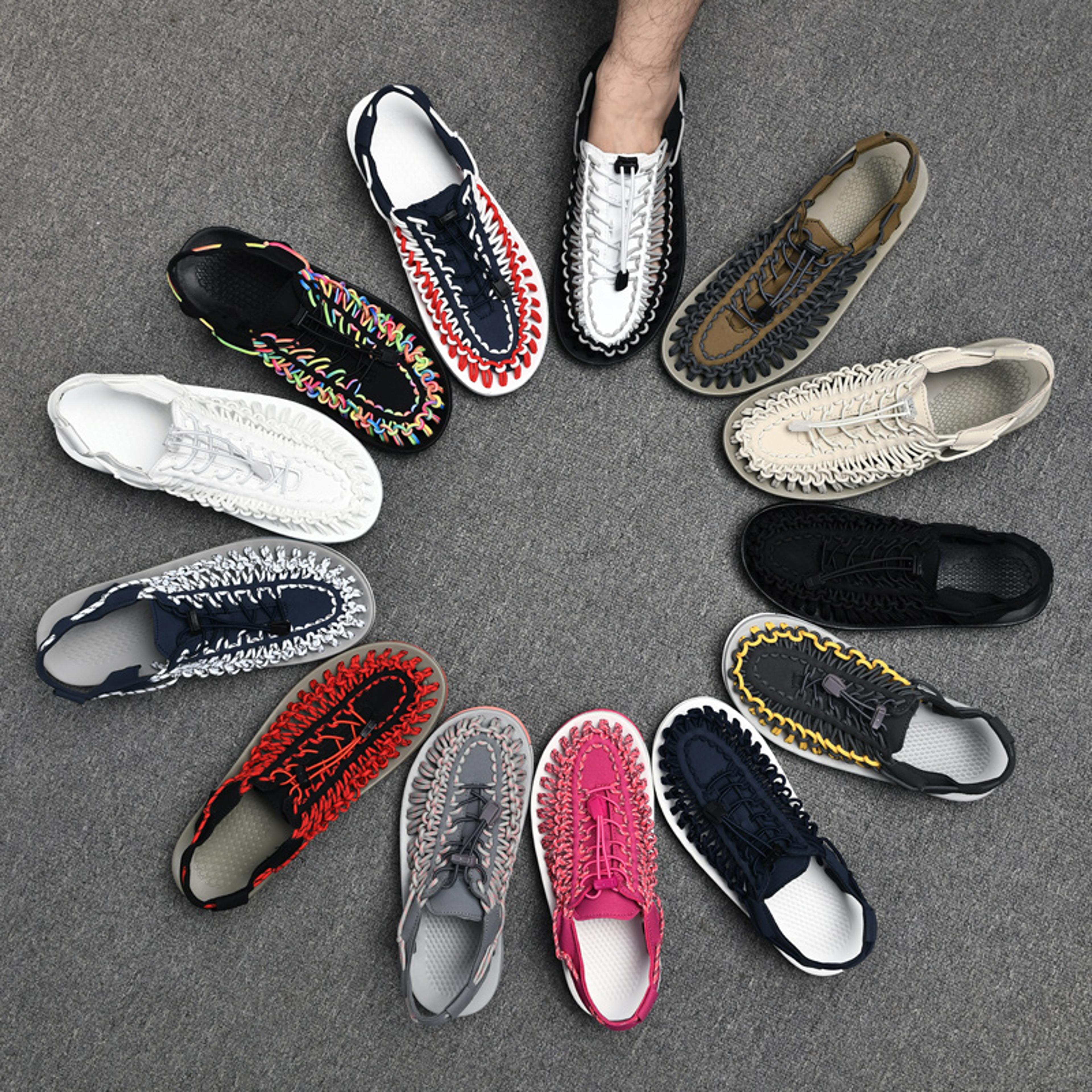 fashion handmade weaving design, summer men sandals, outdoor couples sandals, breathable casual flat beach sandals