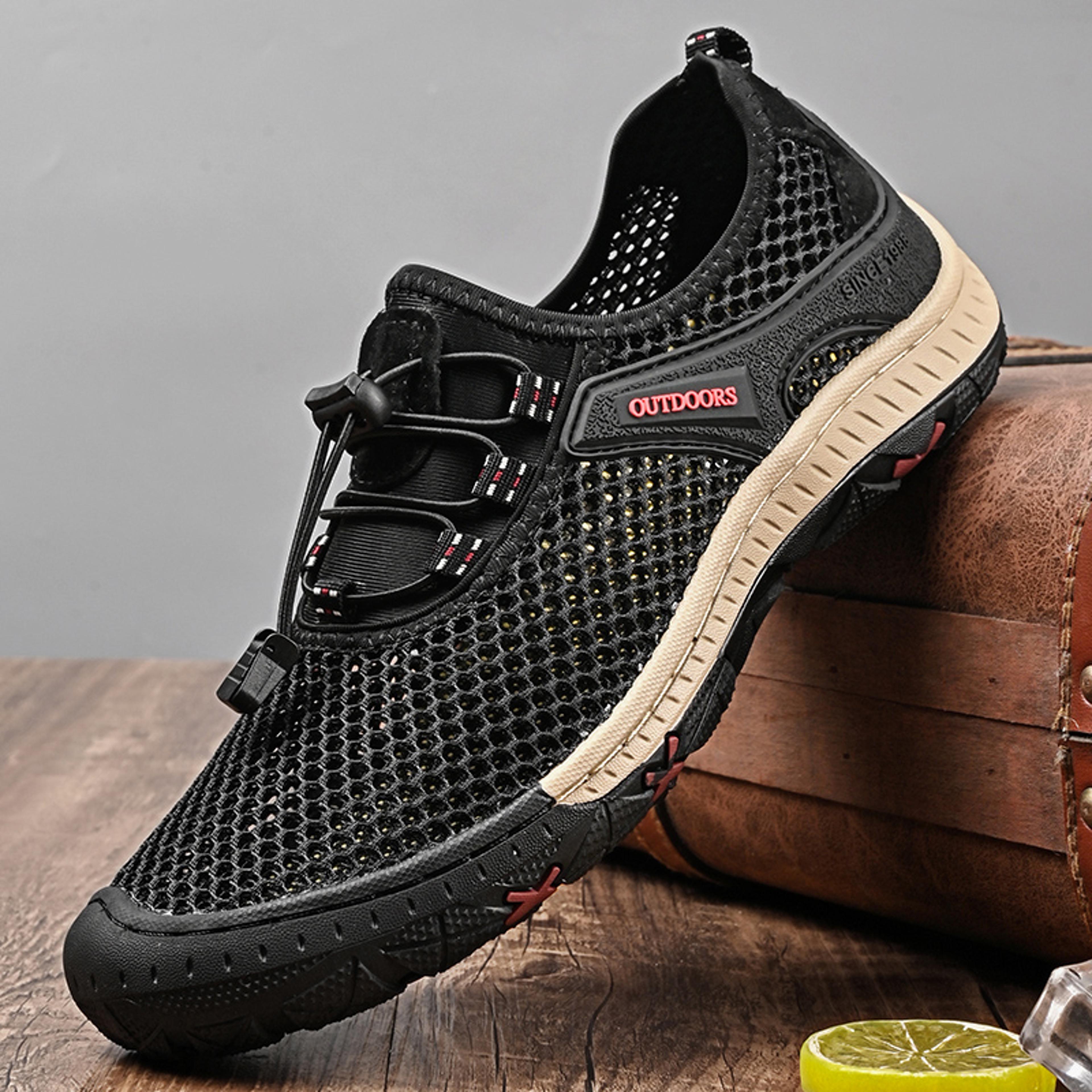 breathable outdoor mesh men sneakers, slip on loafers, lightweight summer casual shoes for men, comfortable hiking
