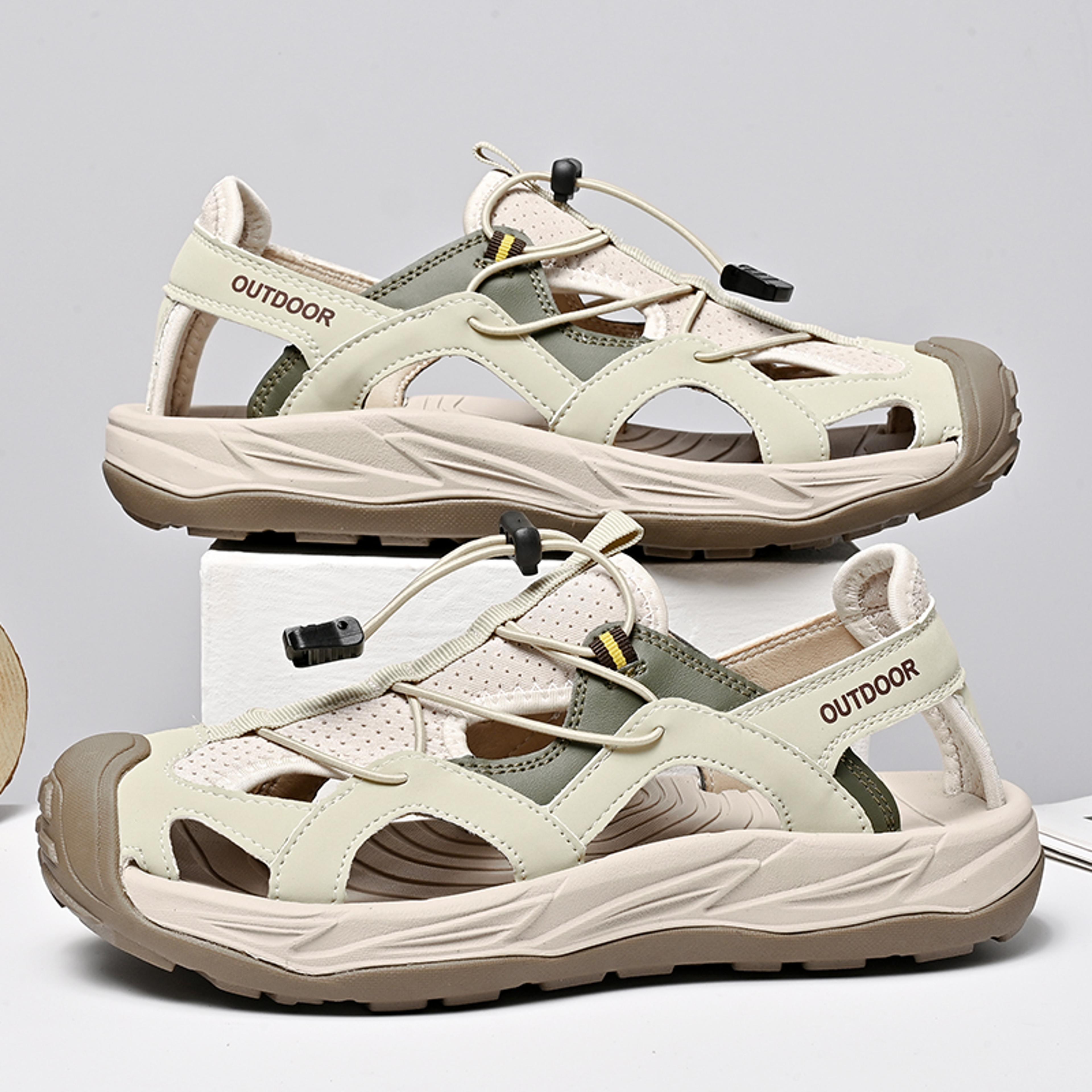 breathable casual summer mens outdoor sandals, soft platform non-slip wear-resistant chunky beach sandals