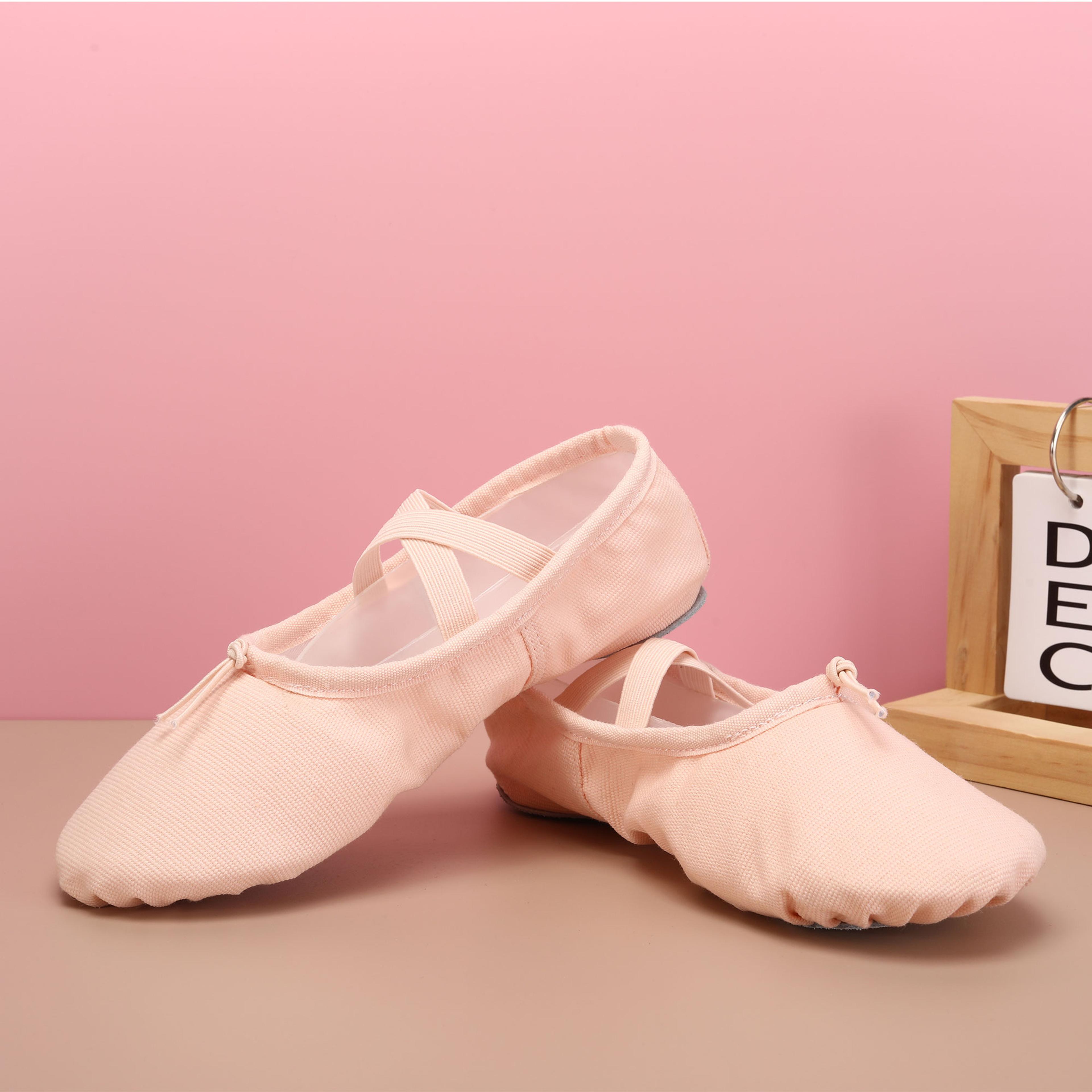 canvas flat girls ballet shoes black pink soft ballet belly gym yoga practise dance shoes