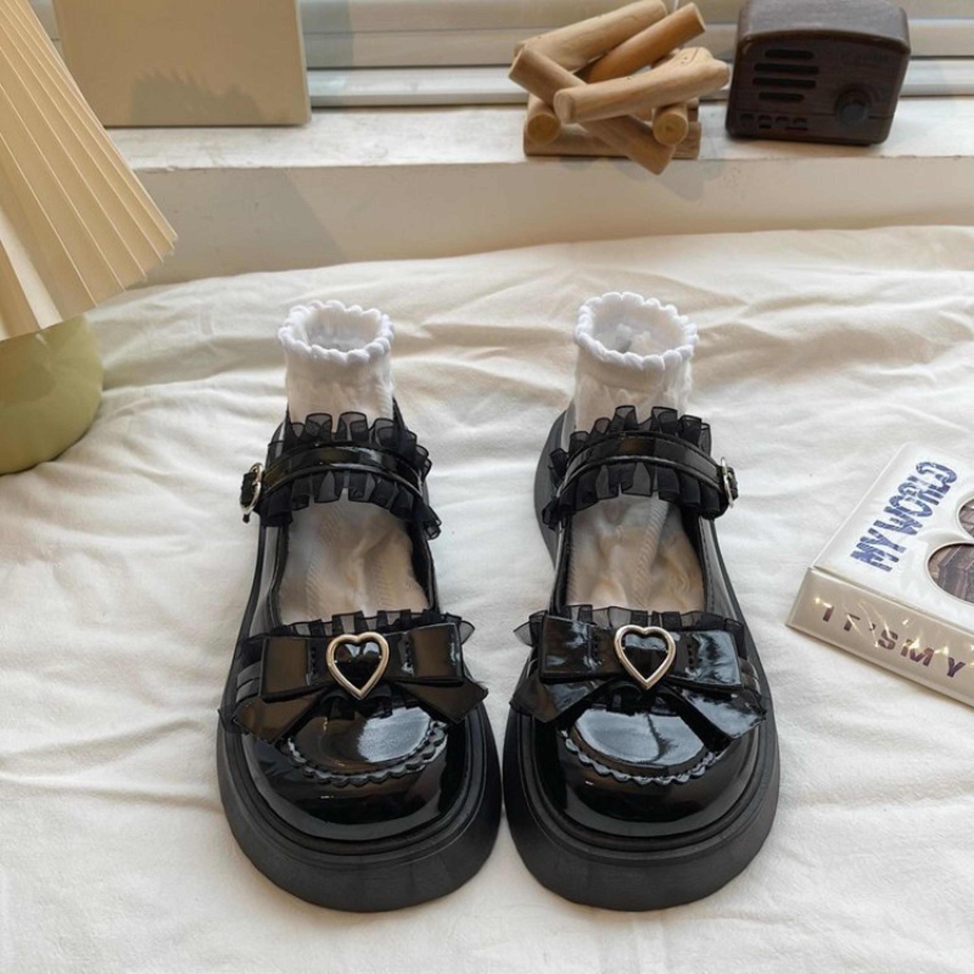 elegant mary jane platform pumps for women, new fashion buckle design with butterfly knot, round toe casual shoes