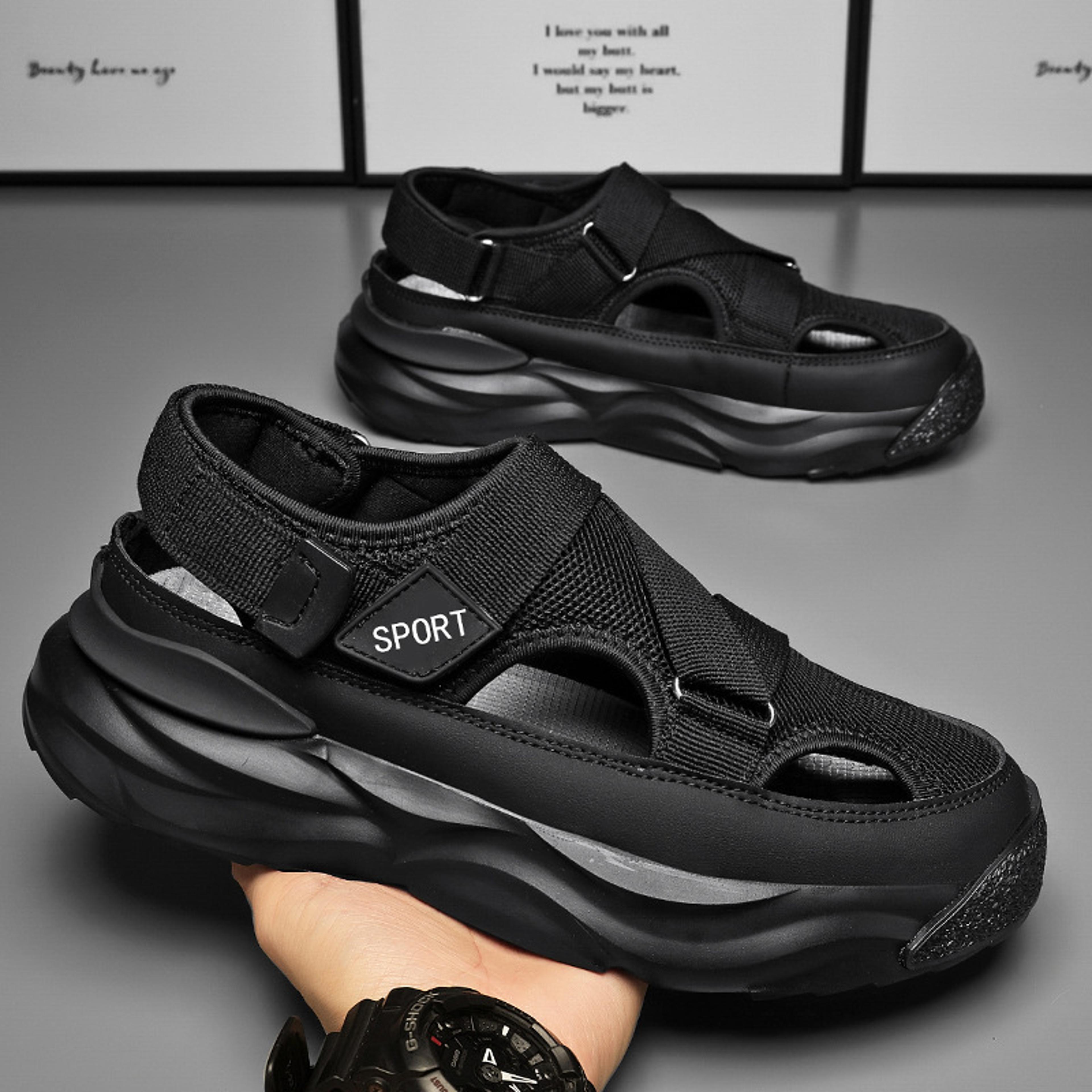 comfortable height platform summer mens sandals, non-slip thick soled sports slides for street style & outdoor hiking